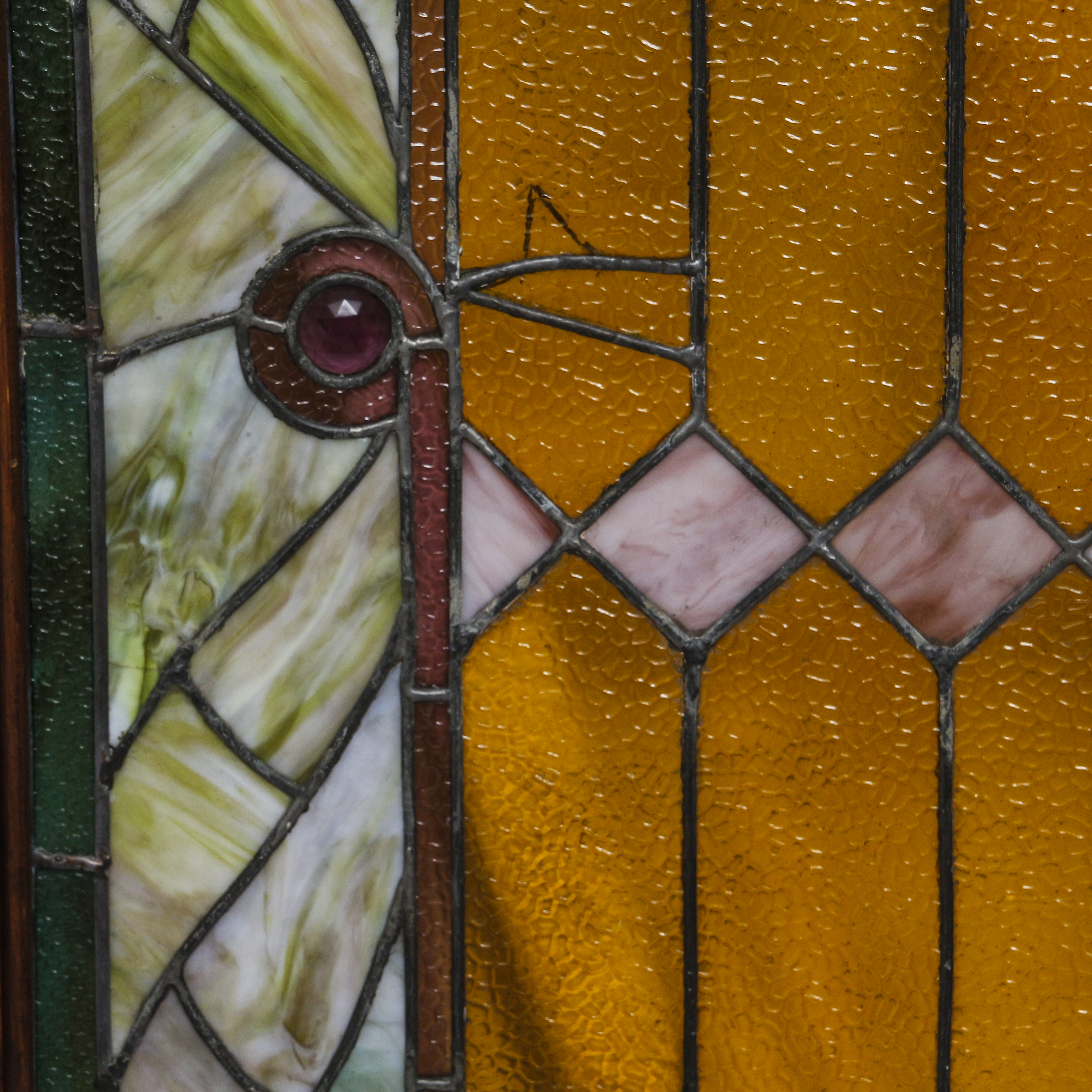 Art Nouveau Style Stained Glass Panel