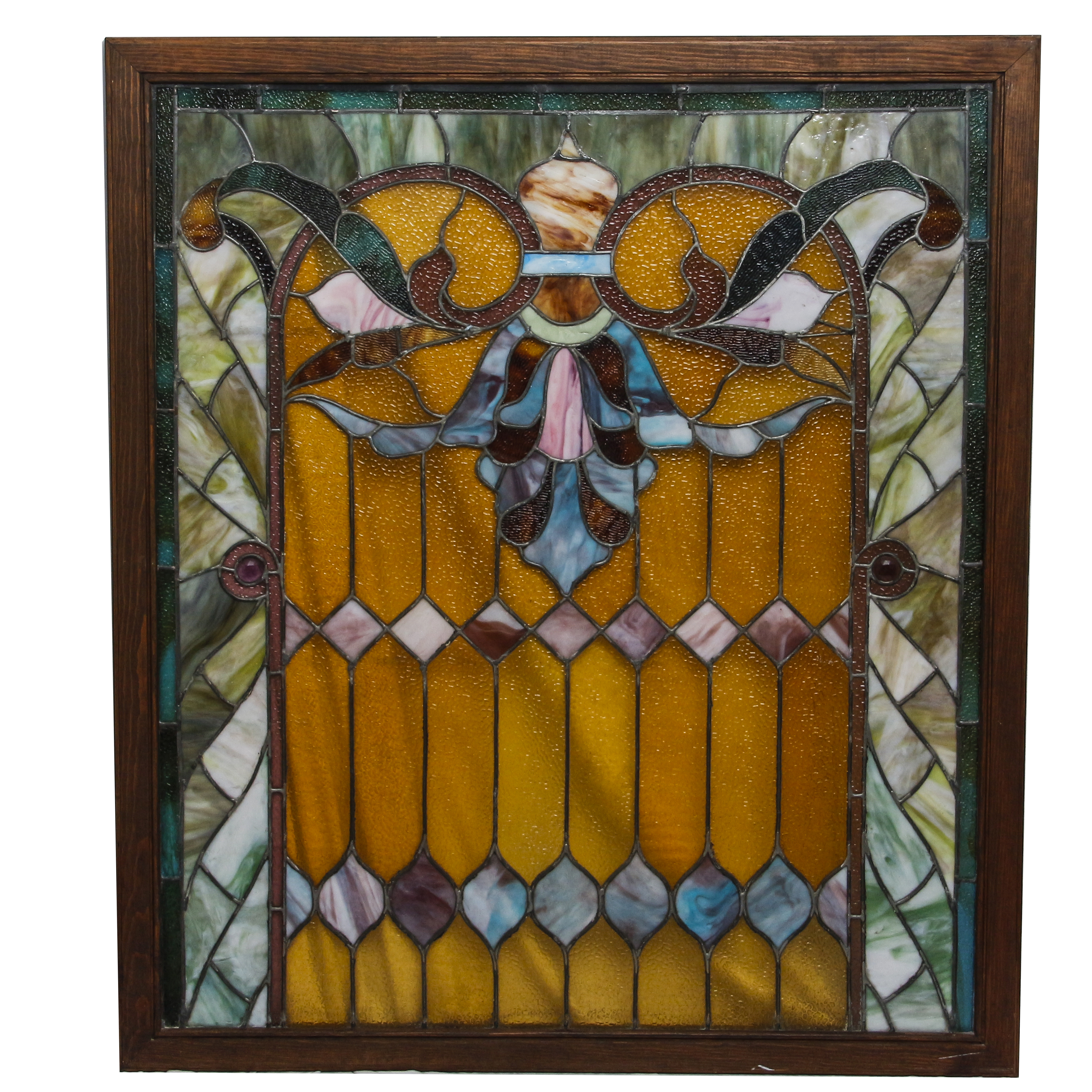 Art Nouveau Style Stained Glass Panel