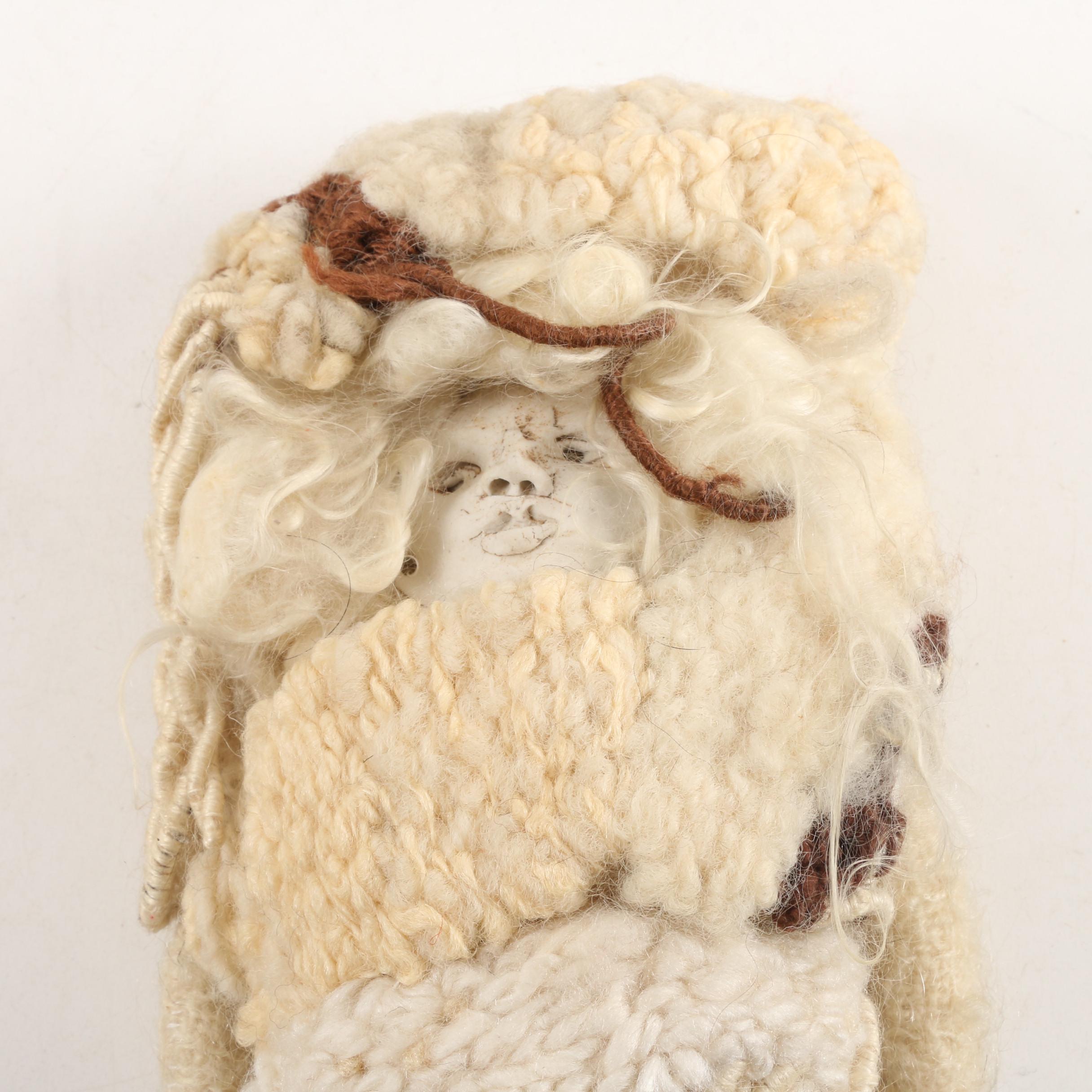 Vintage Handmade Art Doll with Plush Bunny Rabbit