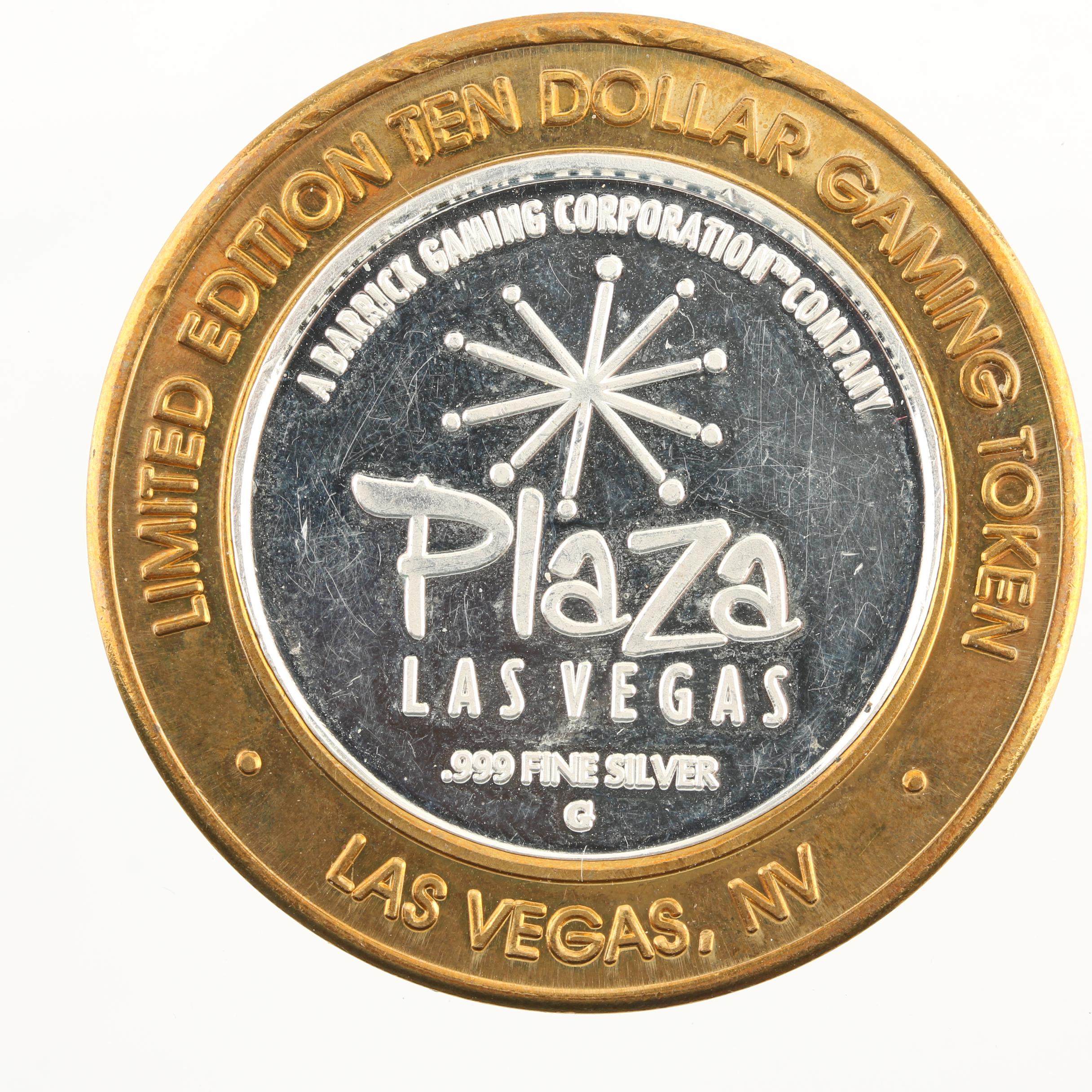 Limited Edition $10 Silver Gaming Token from Plaza in Las Vegas, NV