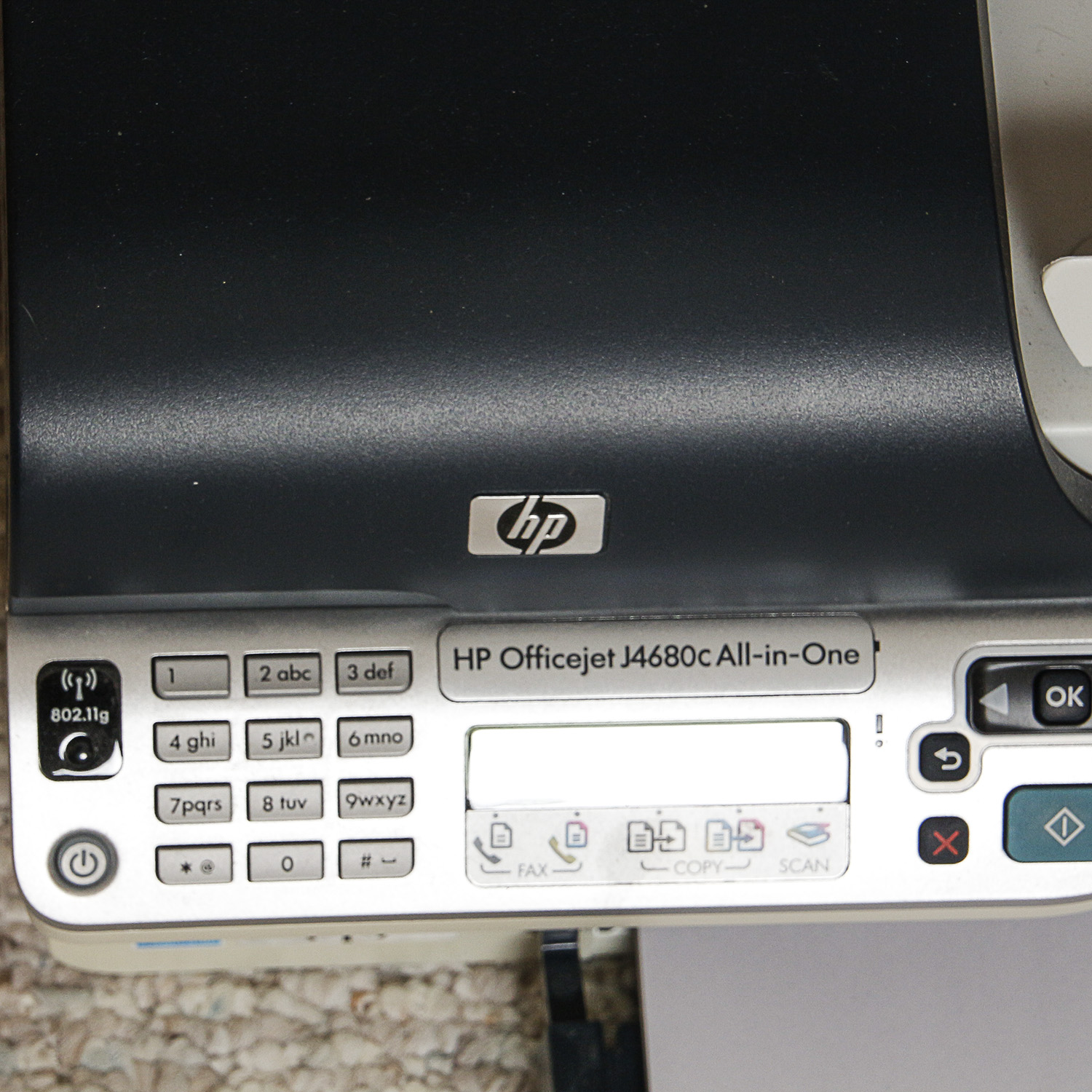 Computer Table with HP Desktop Computer, Monitor, Speakers, and Printer