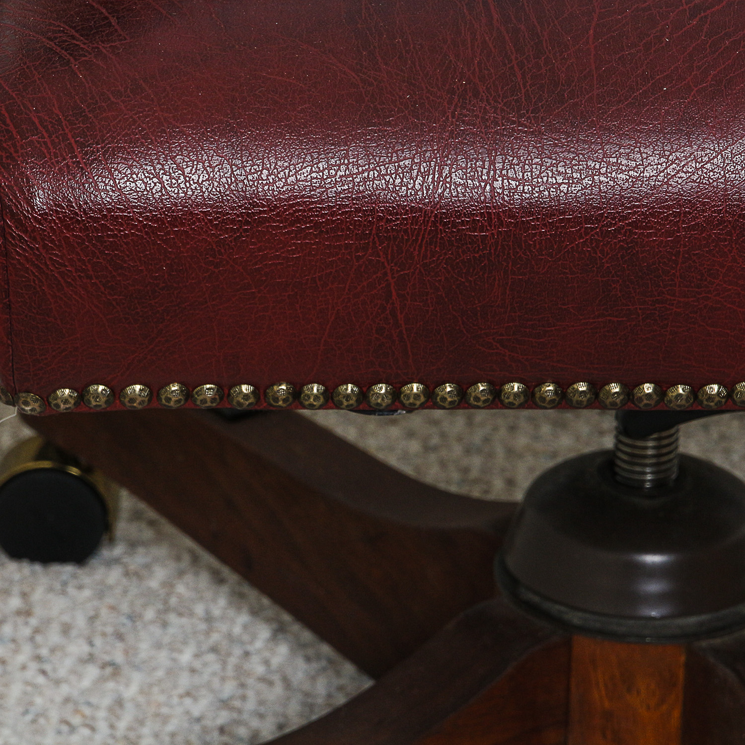 Vintage Red Vinyl Upholstered Office Rolling Chair