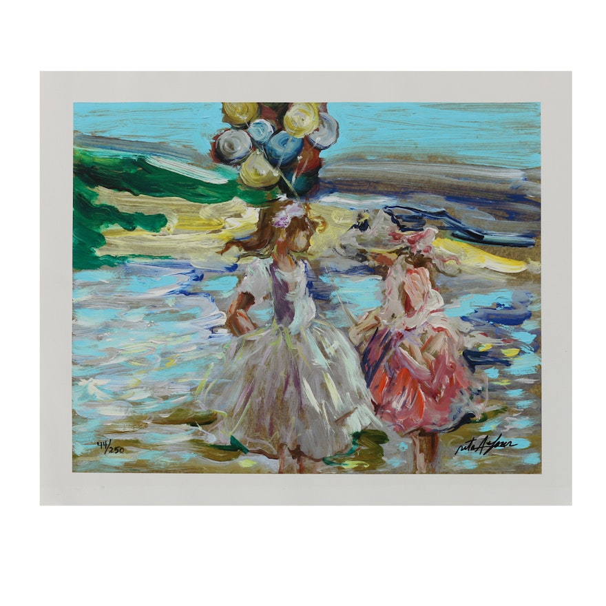 Rita Asfour Giclée "Two Girls at the Beach"