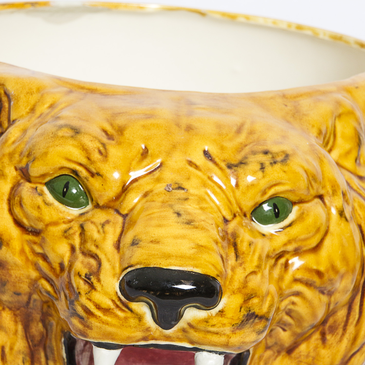 Hand-Painted Signed Animal Head Ceramic Planters