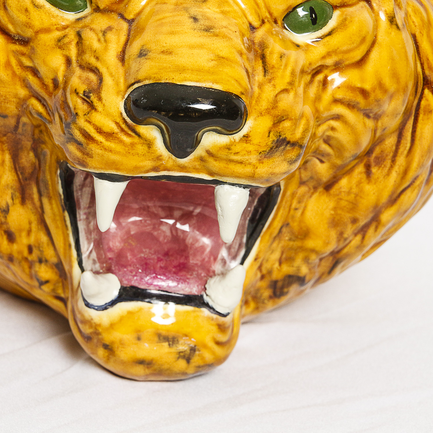 Hand-Painted Signed Animal Head Ceramic Planters