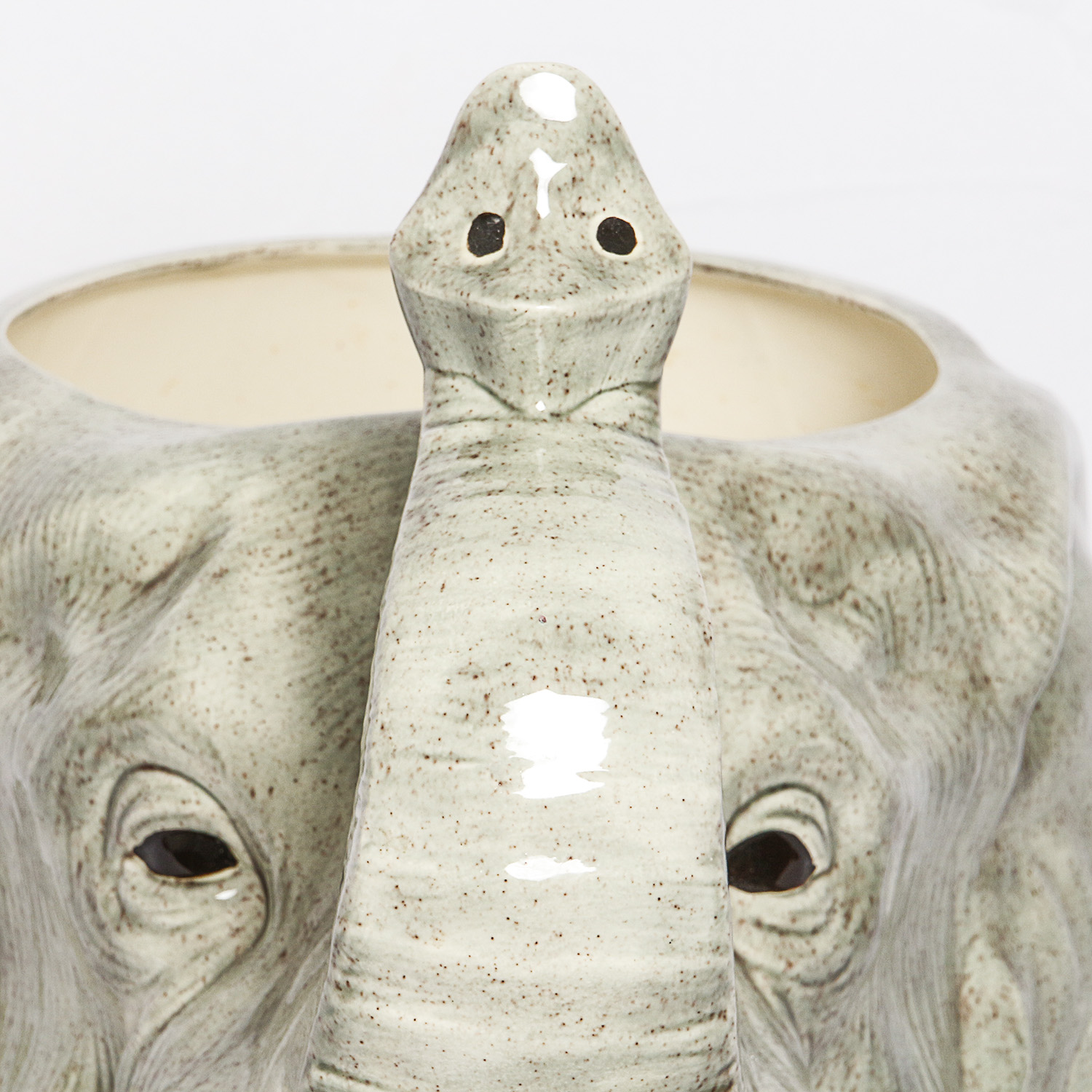 Hand-Painted Signed Animal Head Ceramic Planters