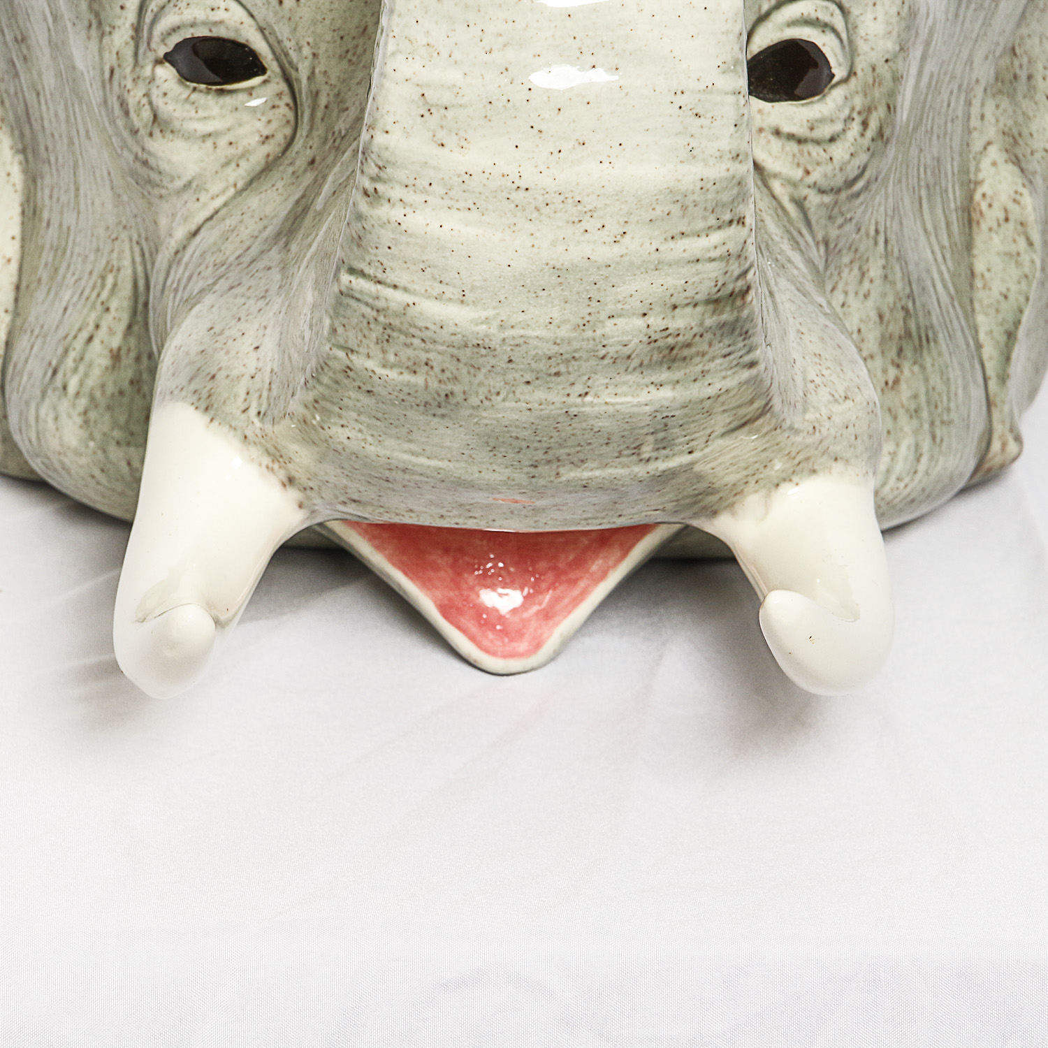 Hand-Painted Signed Animal Head Ceramic Planters