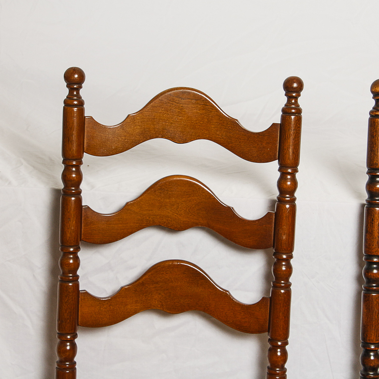 Vintage Ladder Back Side Chairs with Rush Seats