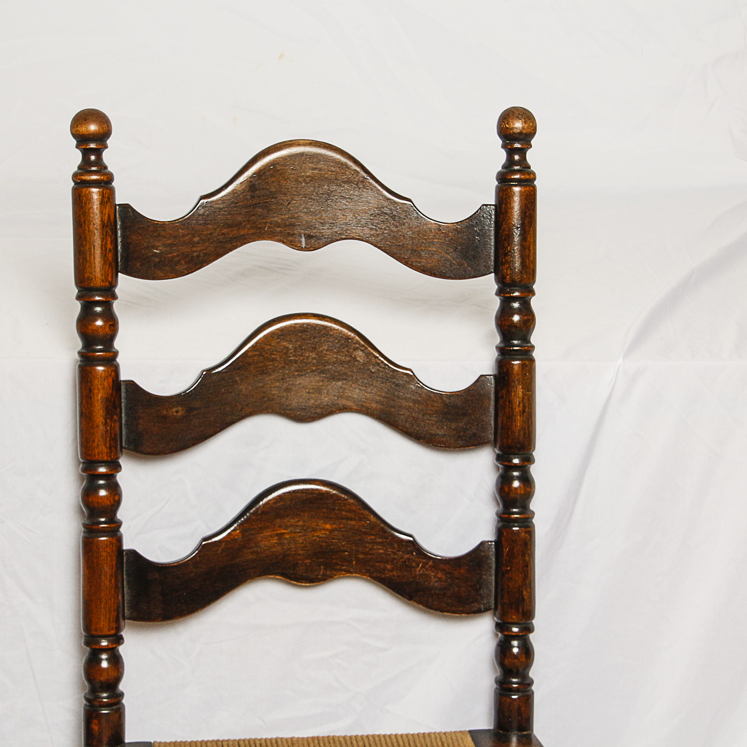 Vintage Ladder Back Side Chairs with Rush Seats