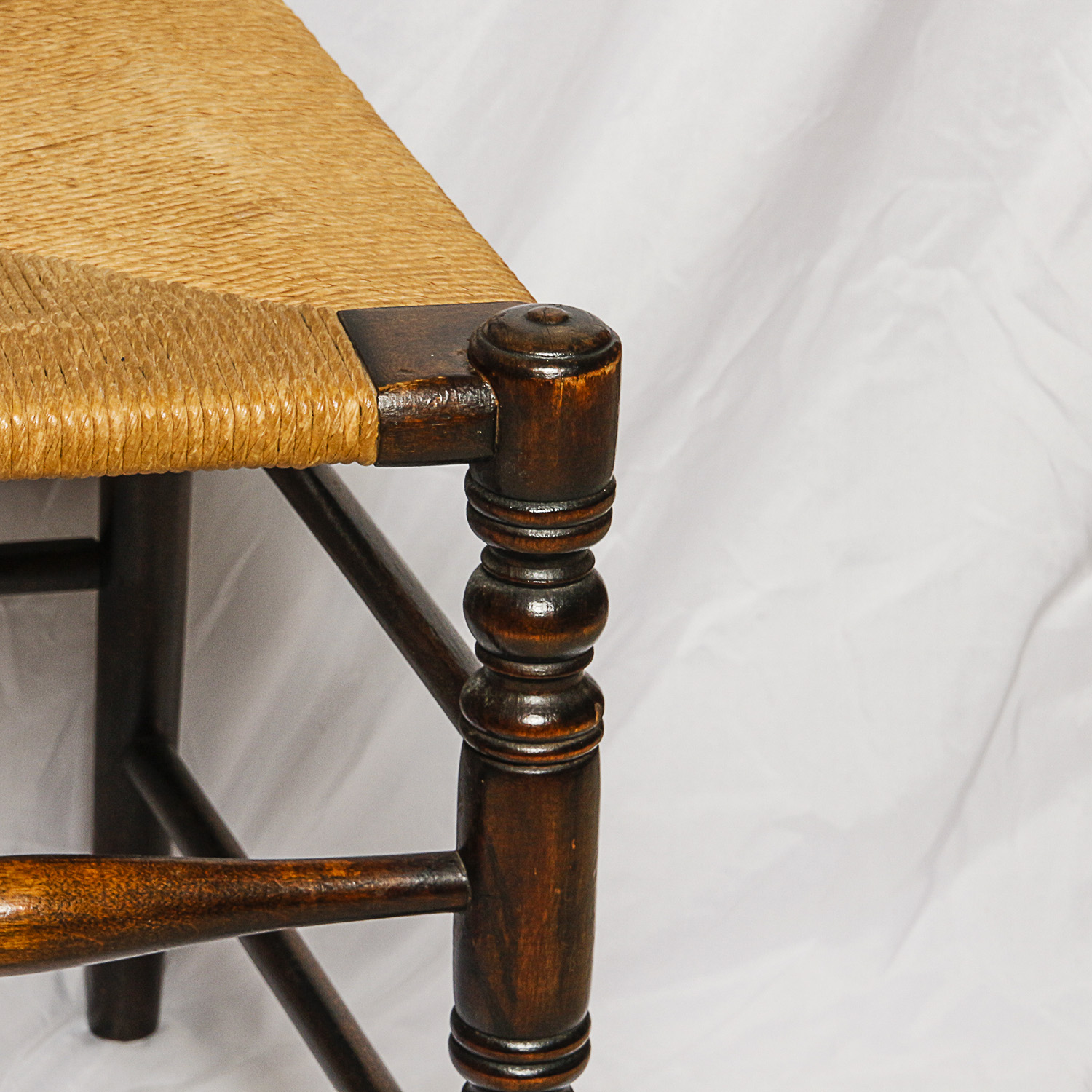 Vintage Ladder Back Side Chairs with Rush Seats