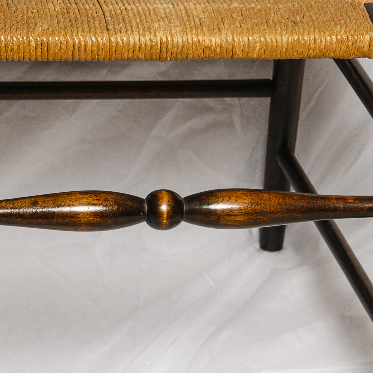 Vintage Ladder Back Side Chairs with Rush Seats