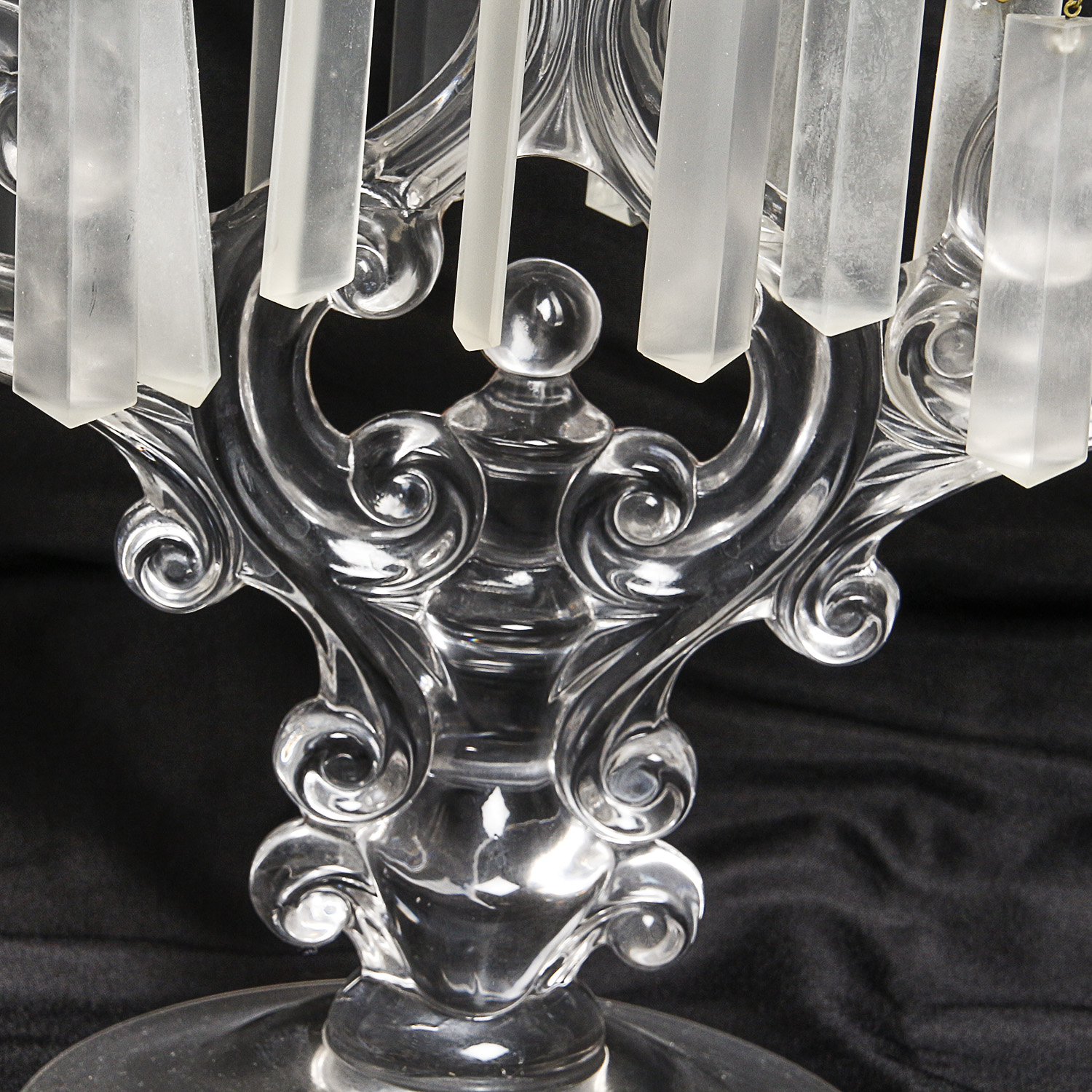 Vintage Glass Girandoles with Hanging Prisms