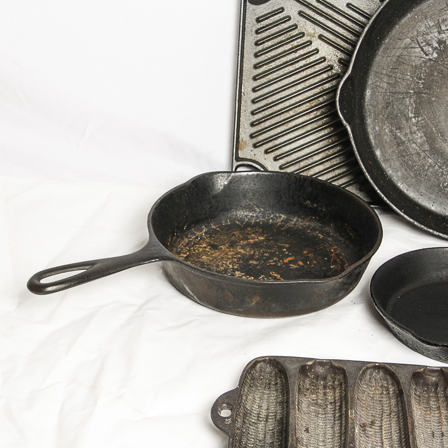 Cast Iron Cookware Including Corn Bread Pan