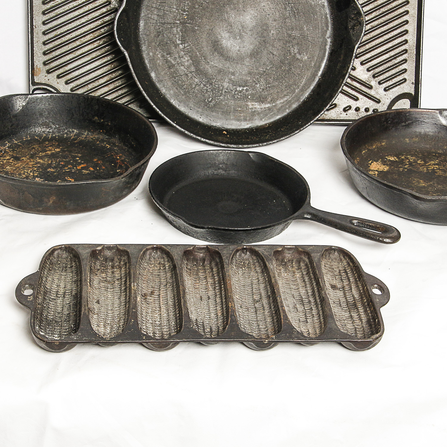 Cast Iron Cookware Including Corn Bread Pan