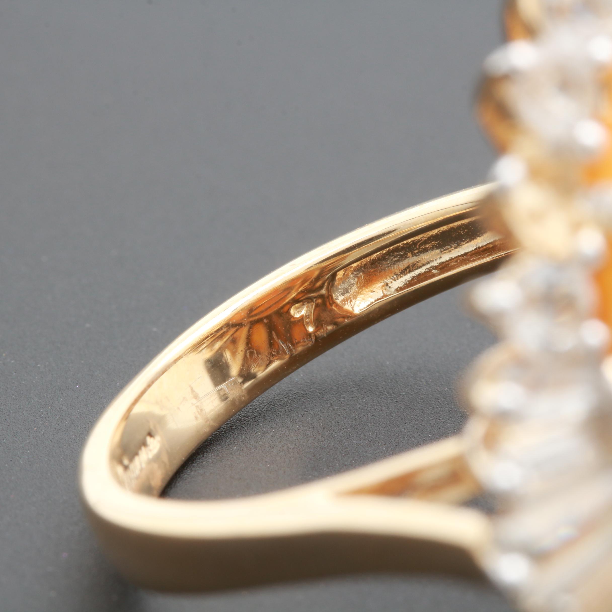 Gold Wash on Sterling Silver Opal and White Topaz Cocktail Ring