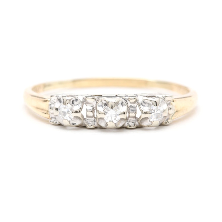 14K Yellow and White Gold Diamond Ring