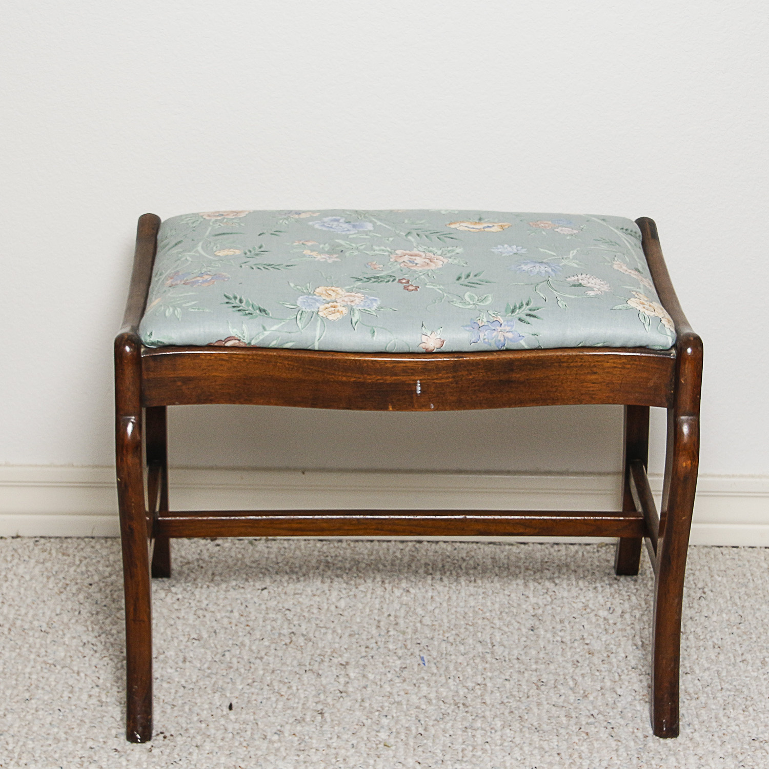 Vintage Victorian Style Mahogany Side Chair and Stool by Davis Cabinet Company