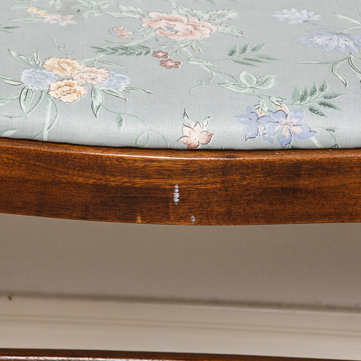 Vintage Victorian Style Mahogany Side Chair and Stool by Davis Cabinet Company