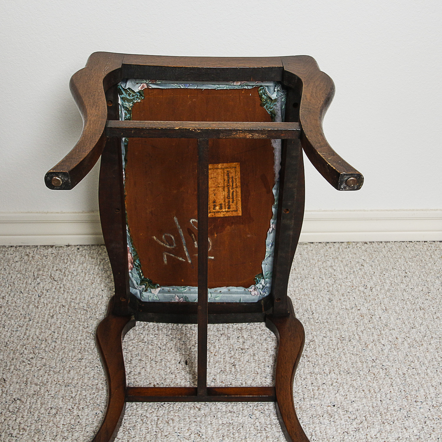 Vintage Victorian Style Mahogany Side Chair and Stool by Davis Cabinet Company