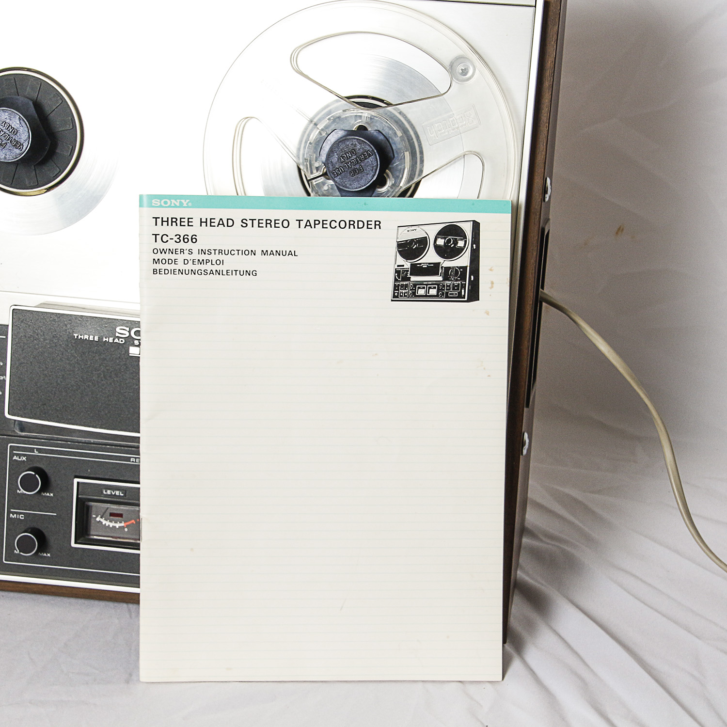 Sony TC-366 Three Head Stereo Tapecorder with Owner's Instruction Manual