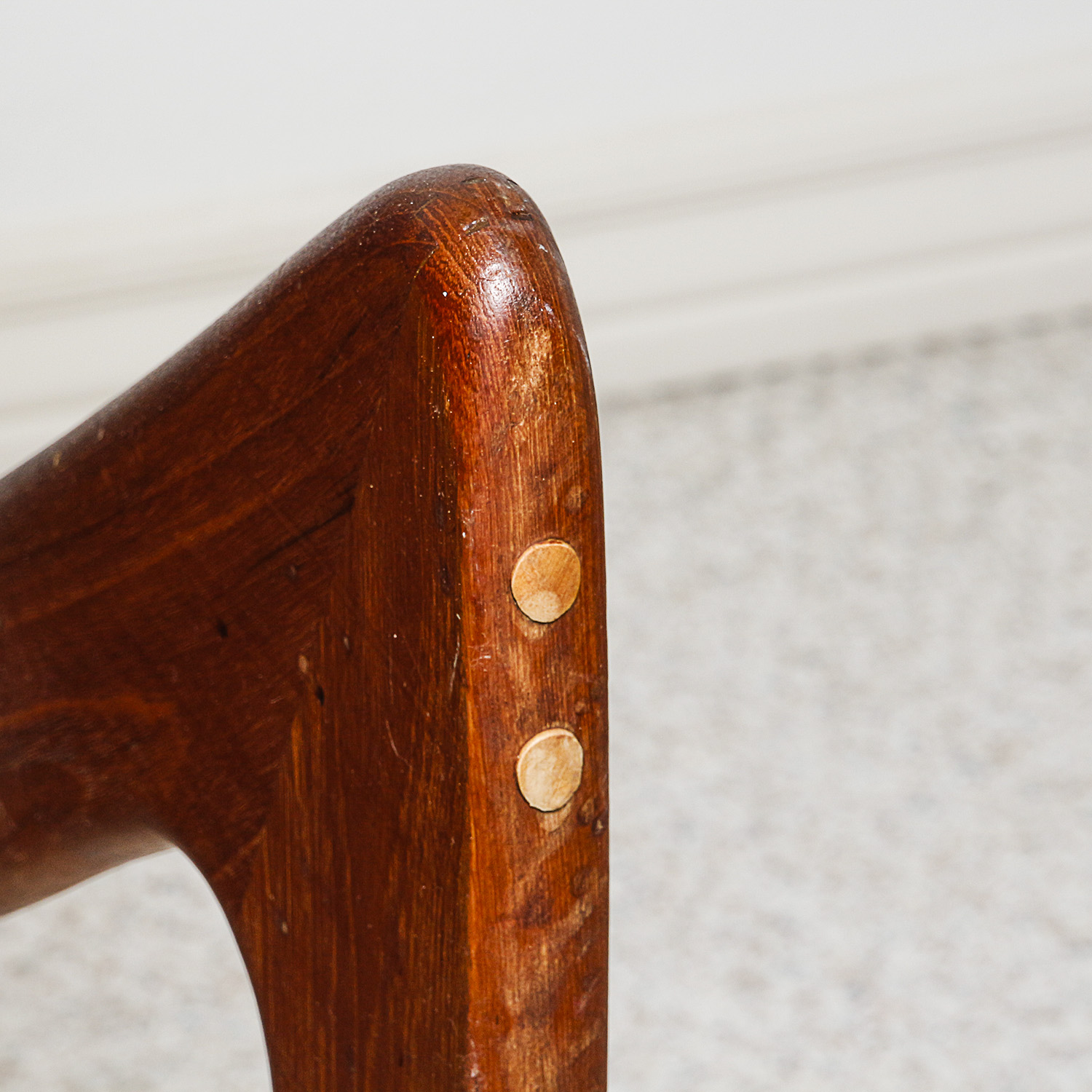 Vintage Danish Modern Teak Boomerang Style Upholstered Rocking Chair