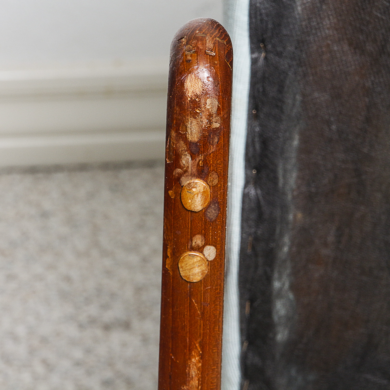 Vintage Danish Modern Teak Boomerang Style Upholstered Rocking Chair