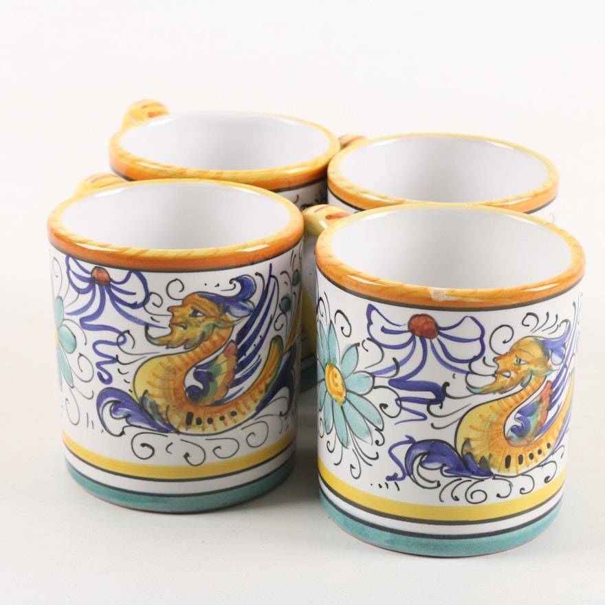 Deruta Hand-Painted Maiolica Mugs