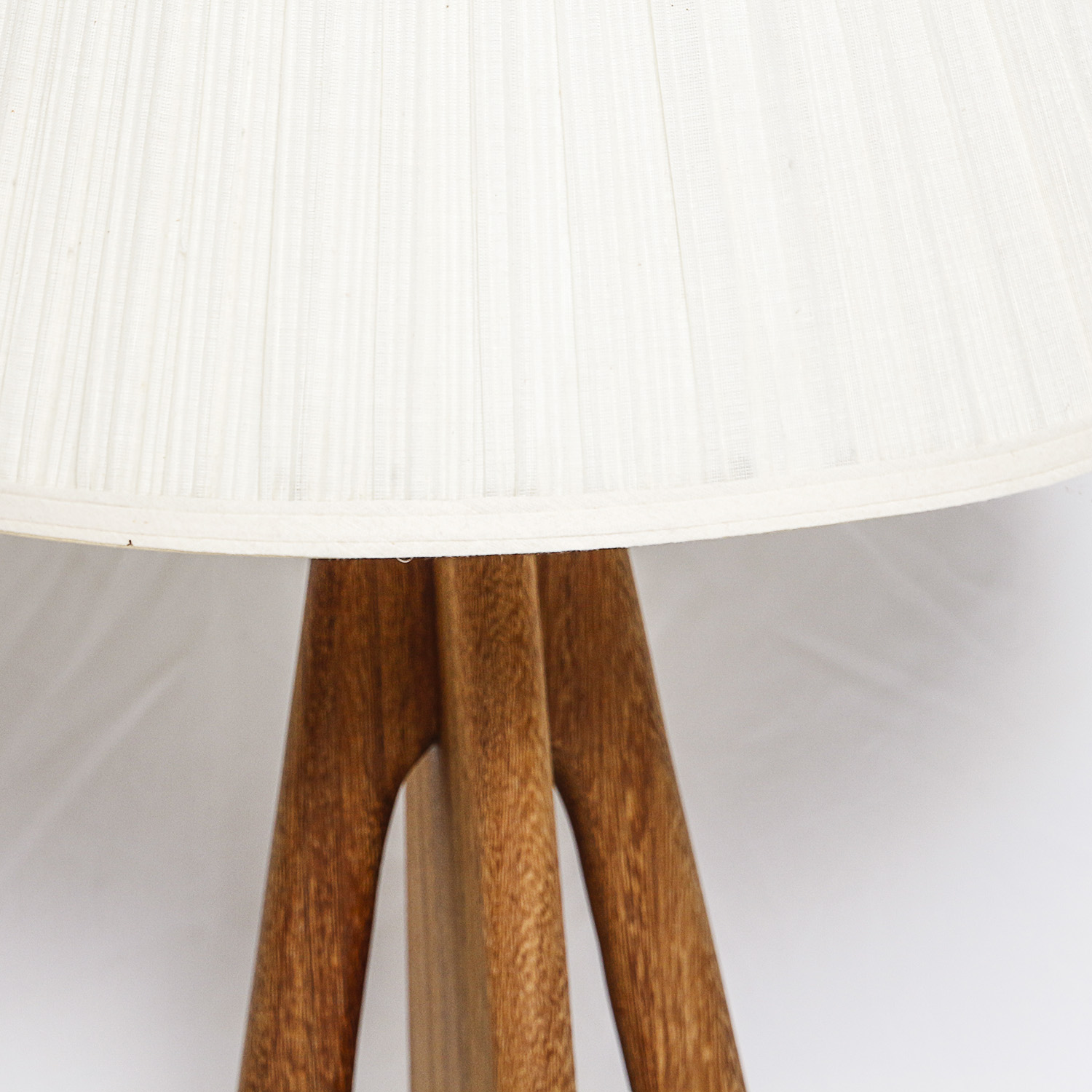 Mid Century Modern-Style Carved Wood Table Lamp with Fabric Shade