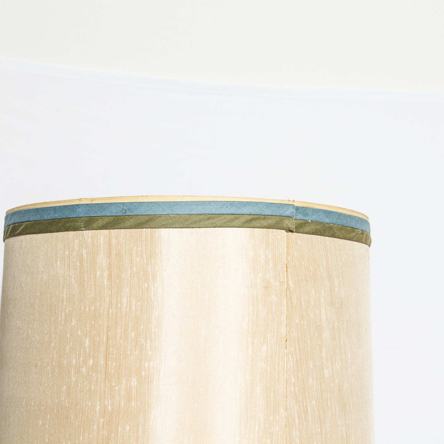 Mid-Century Embossed Ceramic Table Lamp with Large Fabric Barrel Shade