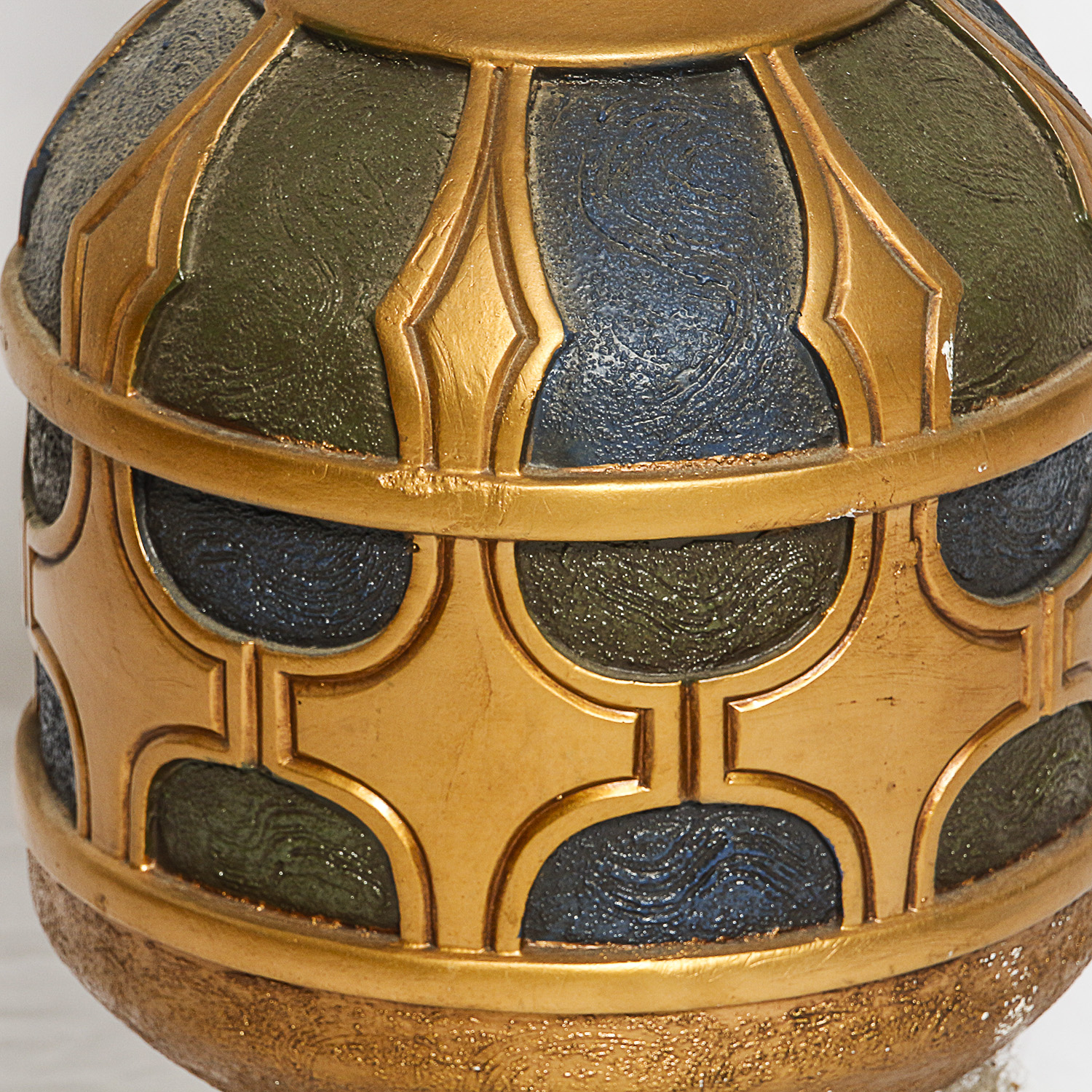 Mid-Century Embossed Ceramic Table Lamp with Large Fabric Barrel Shade