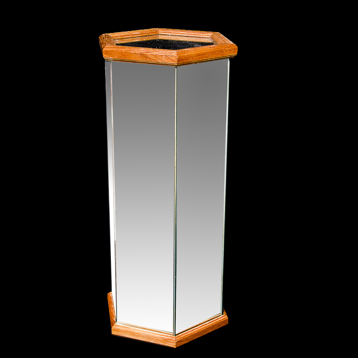 Vintage Mirror Panel Pedestal Plant Stand