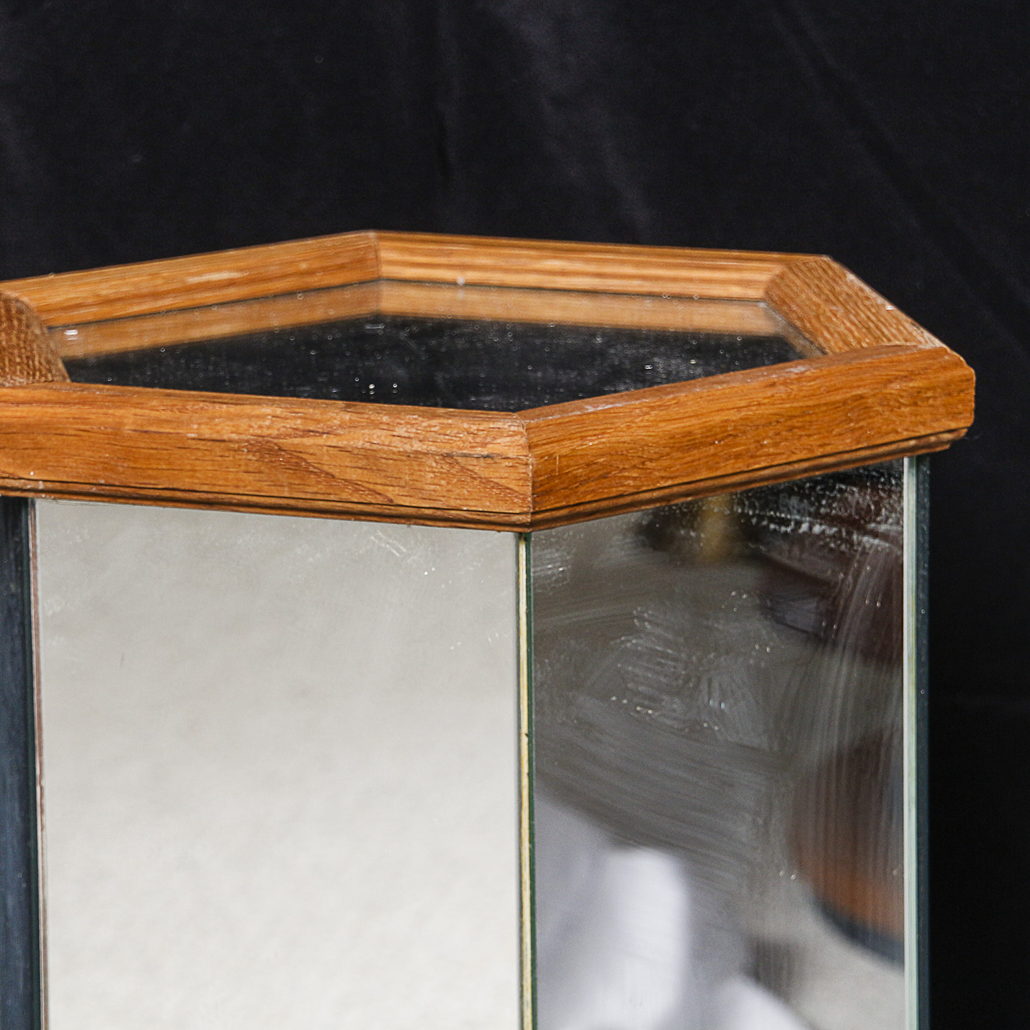 Vintage Mirror Panel Pedestal Plant Stand