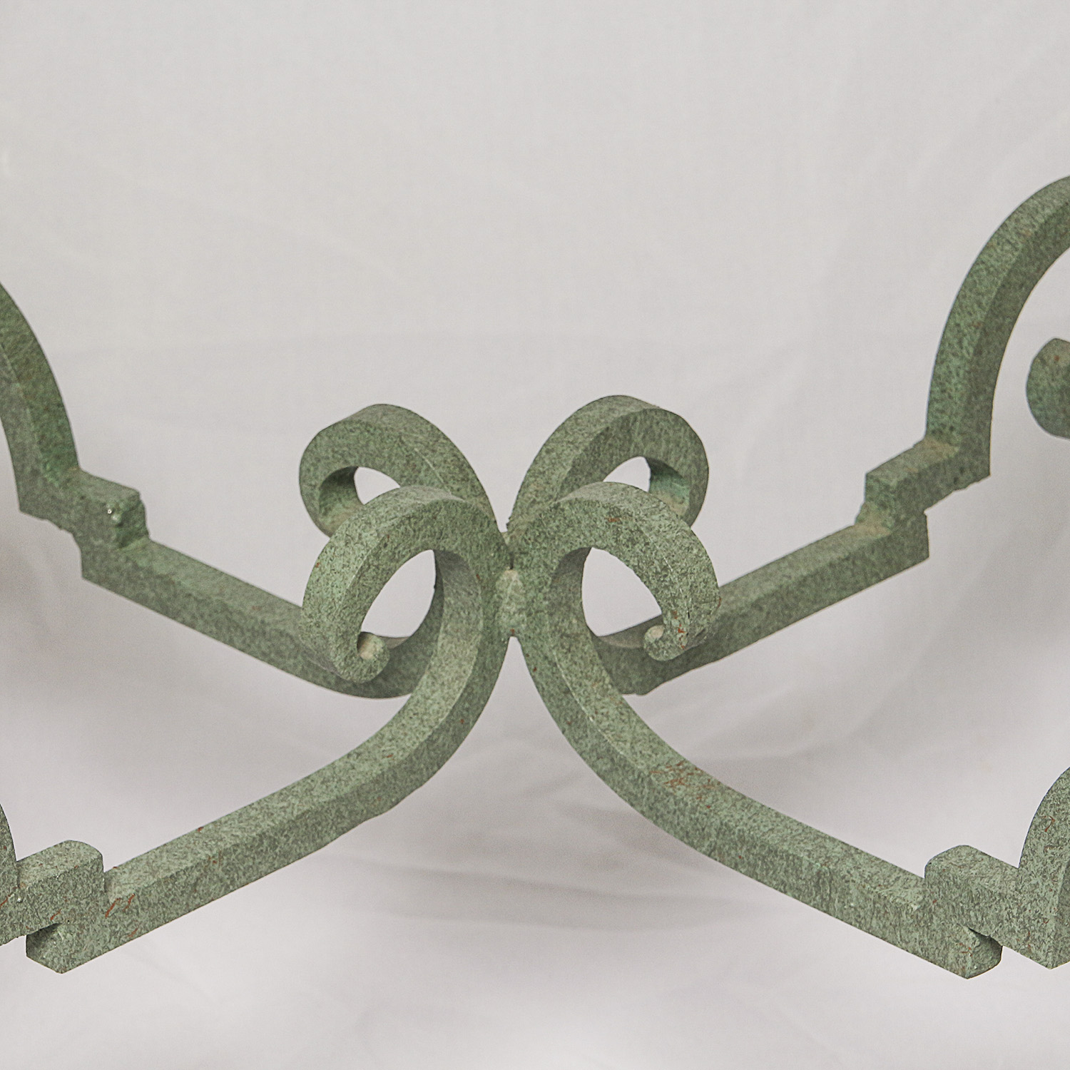 Glass Top Side Table with Green Painted Metal Base