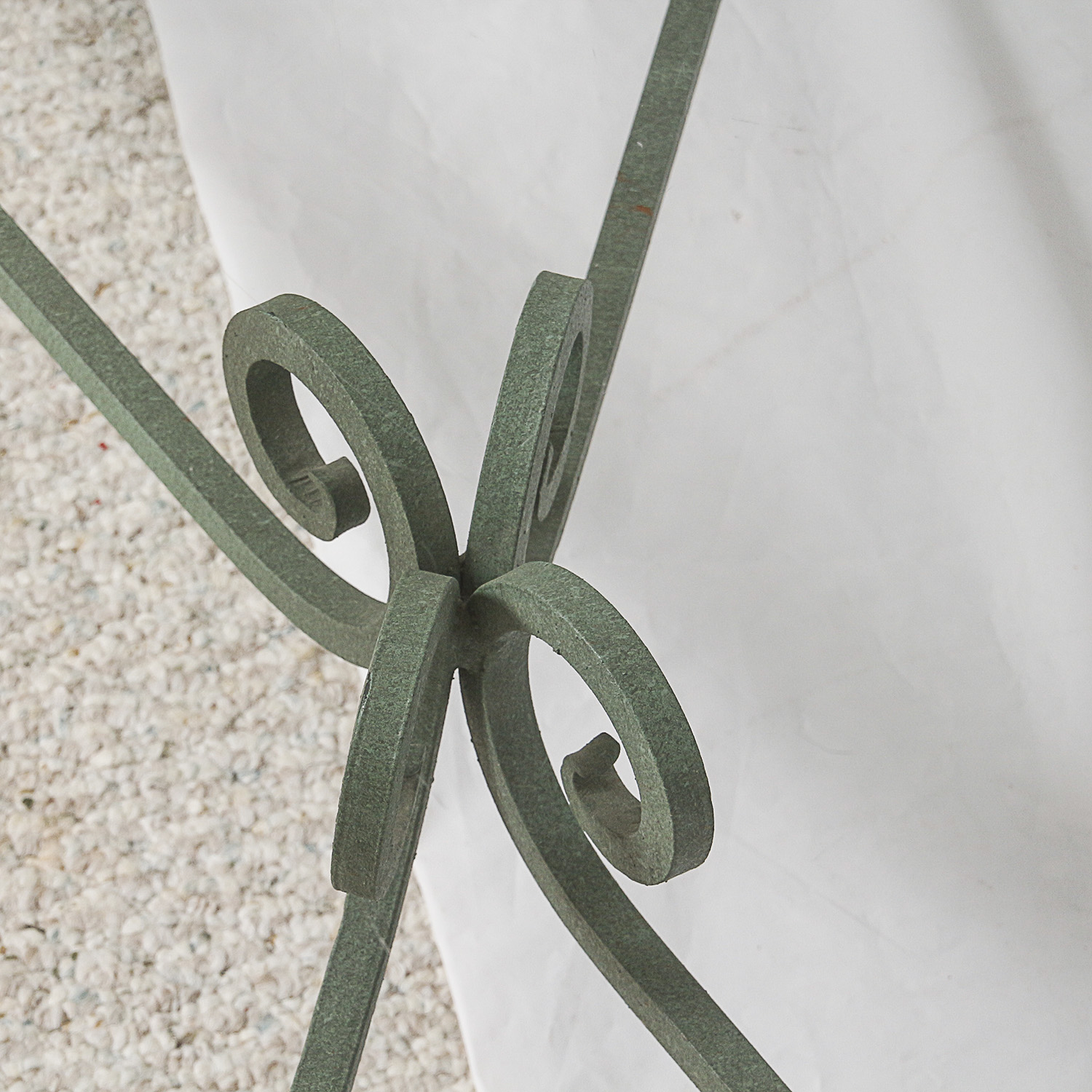 Glass Top Coffee Table with Green Painted Metal Base