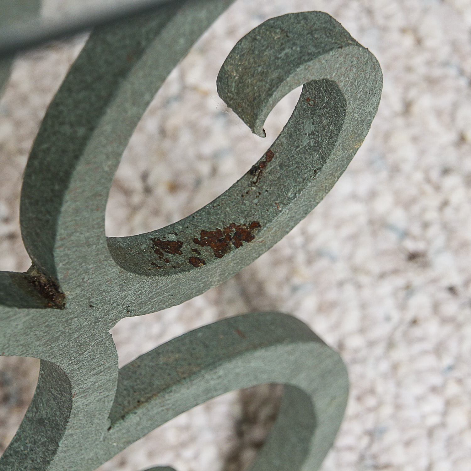 Glass Top Coffee Table with Green Painted Metal Base