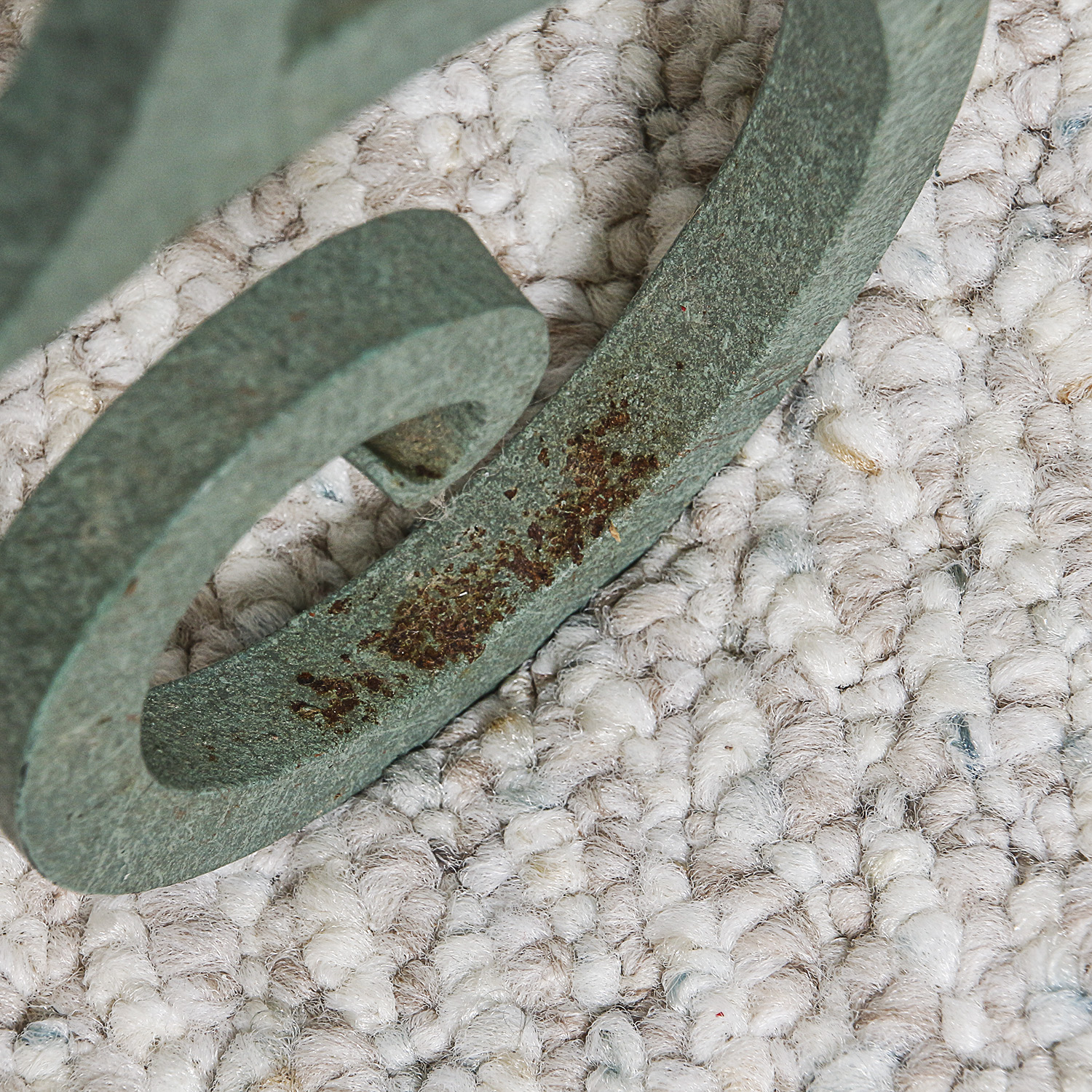 Glass Top Coffee Table with Green Painted Metal Base