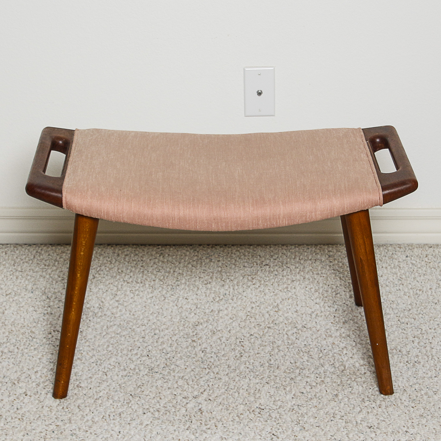 Hans Wegner "Papa Bear" Pink Upholstered Armchair and Ottoman