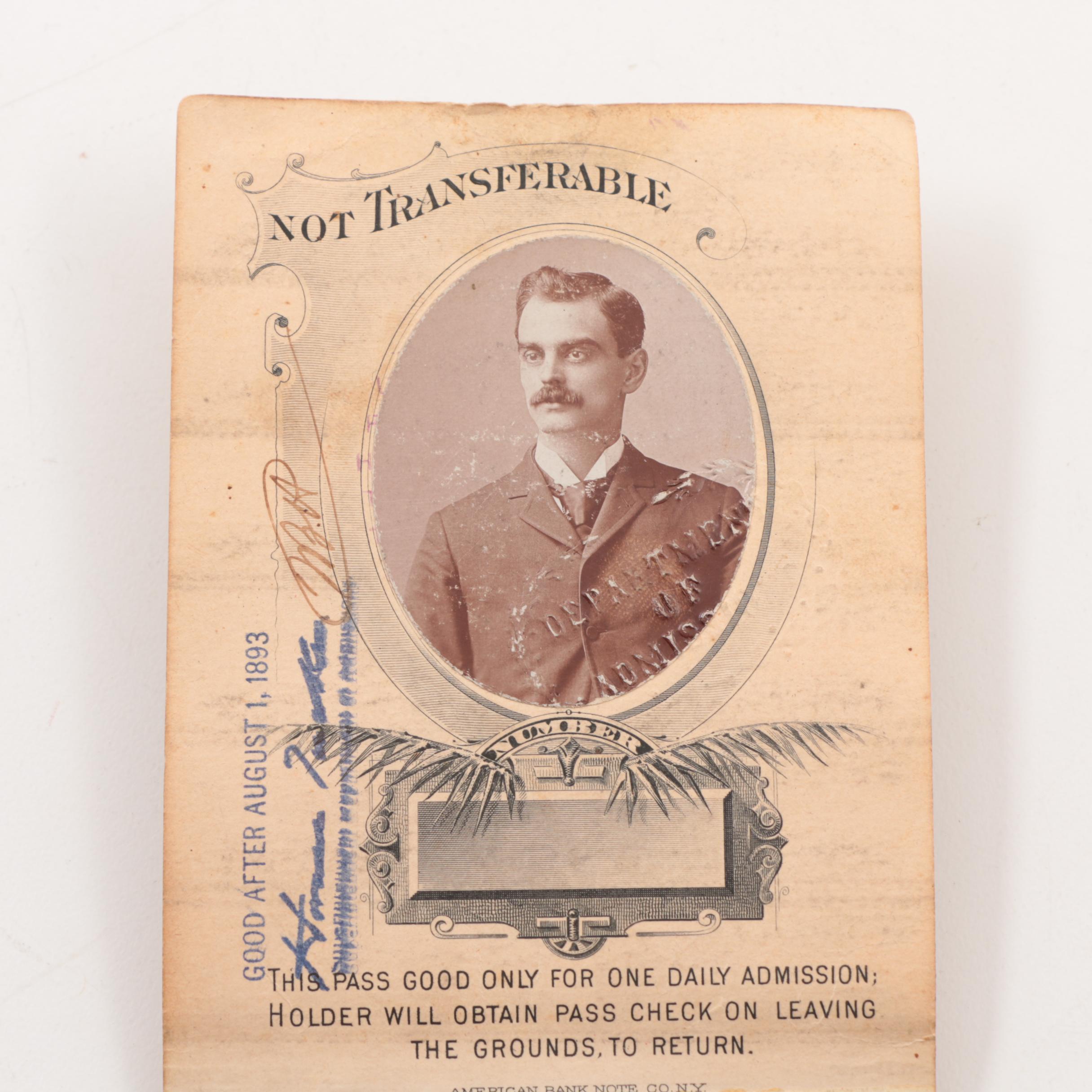 Circa 1893 Columbian Exposition and World's Fair Collectibles