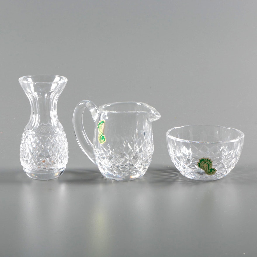 Waterford Crystal "Lismore" Creamer and Sugar Bowl with Vase
