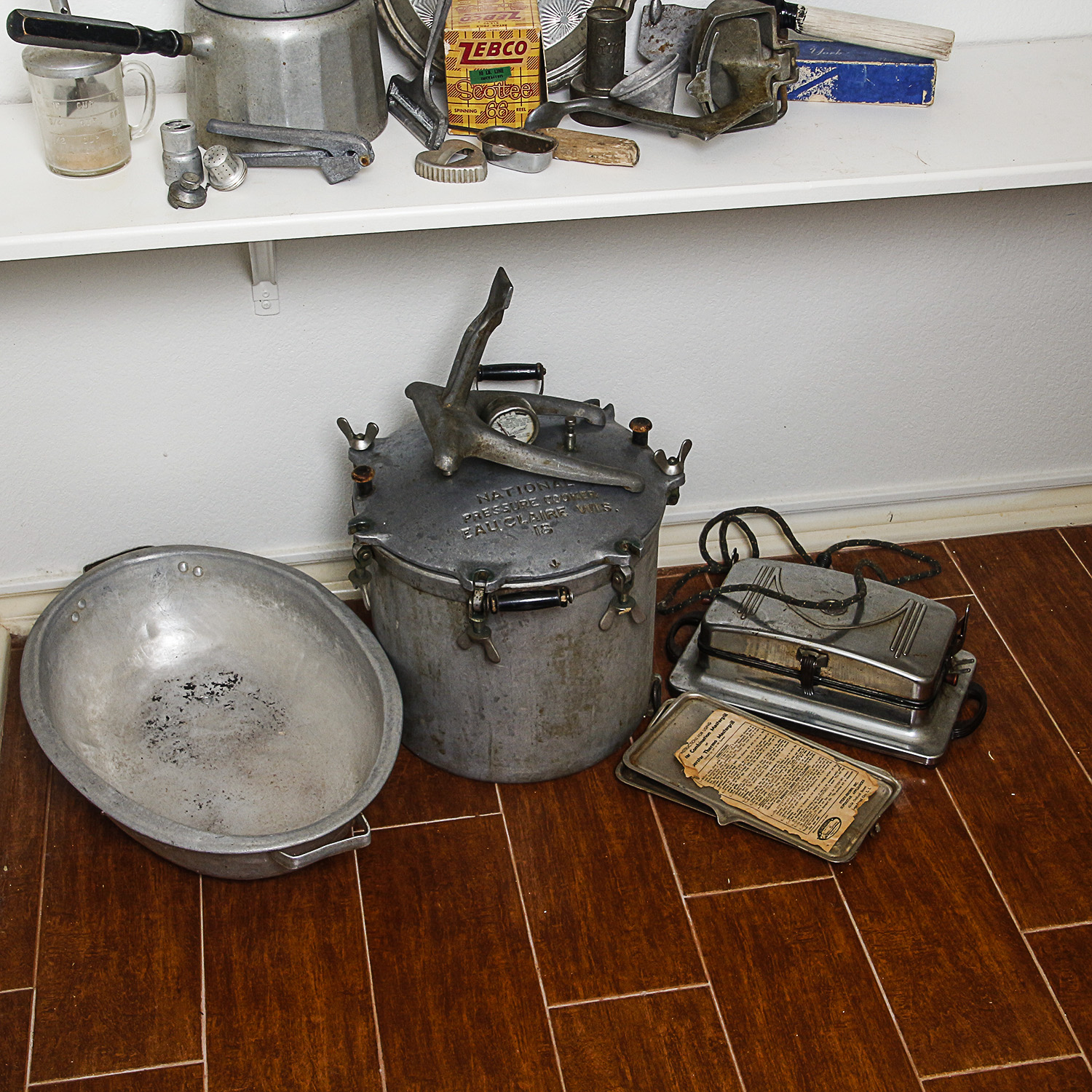 Vintage Kitchen Gadgets and Tools including National Pressure Cooker