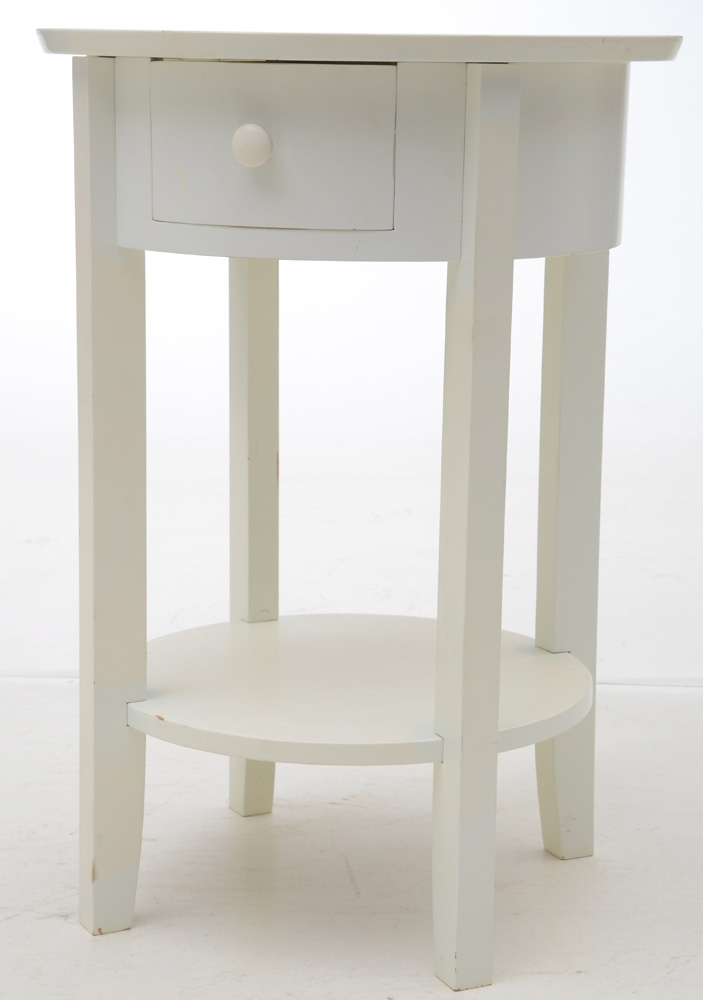 Pottery Barn White Circular Bedside Table