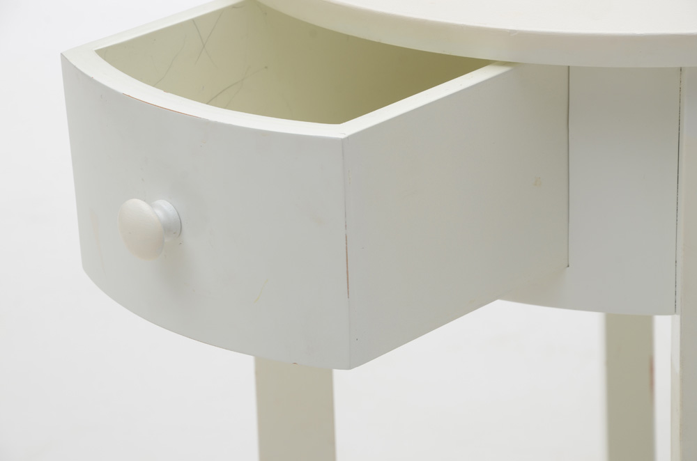 Pottery Barn White Circular Bedside Table