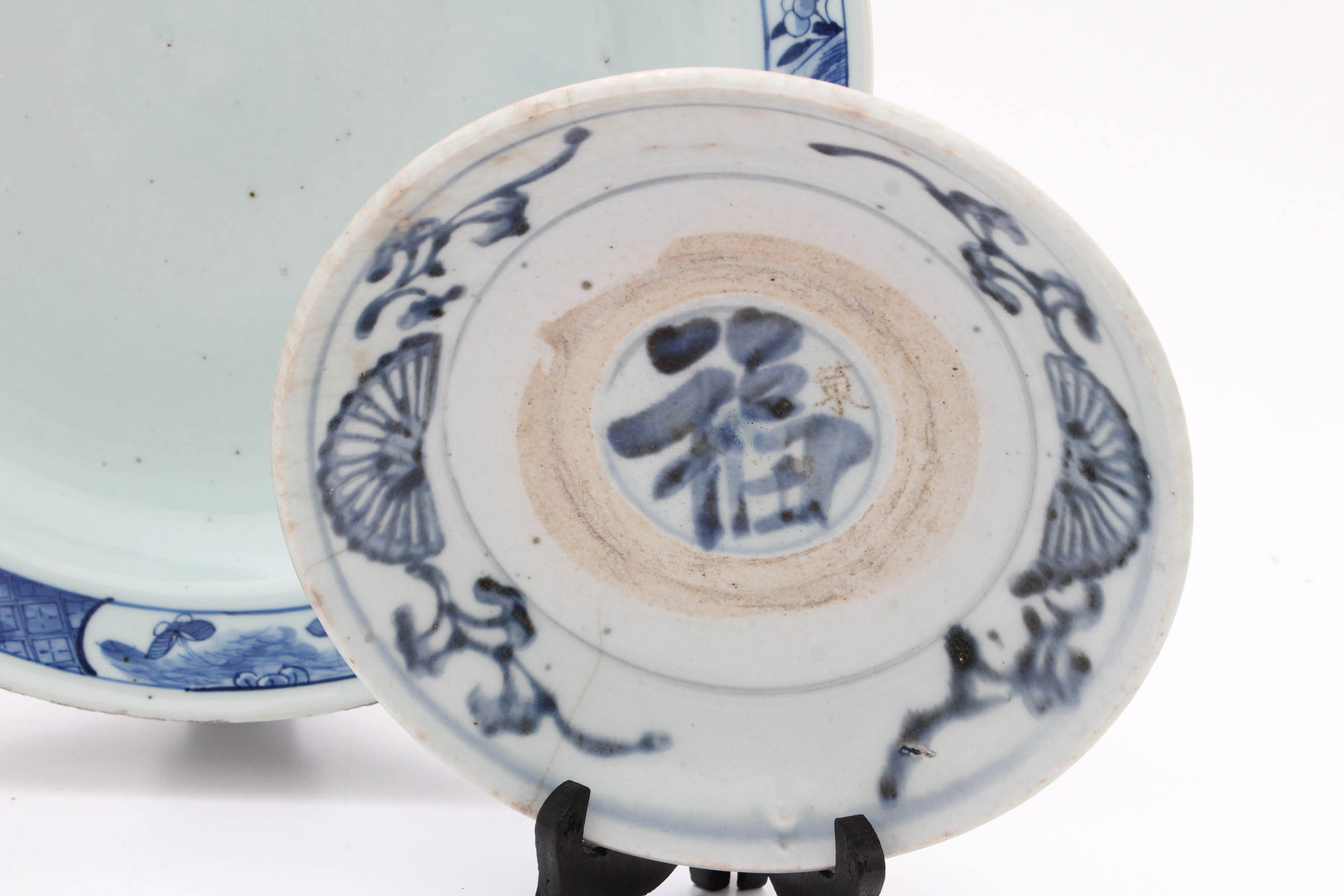 Antique Blue and White Chinese Canton Export Ceramic Trays