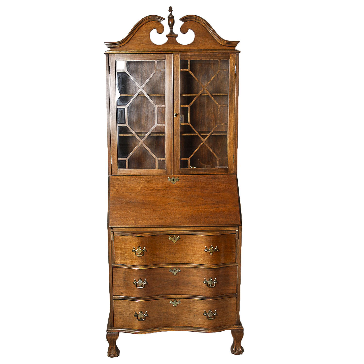 Vintage Chippendale Style Mahogany Secretary