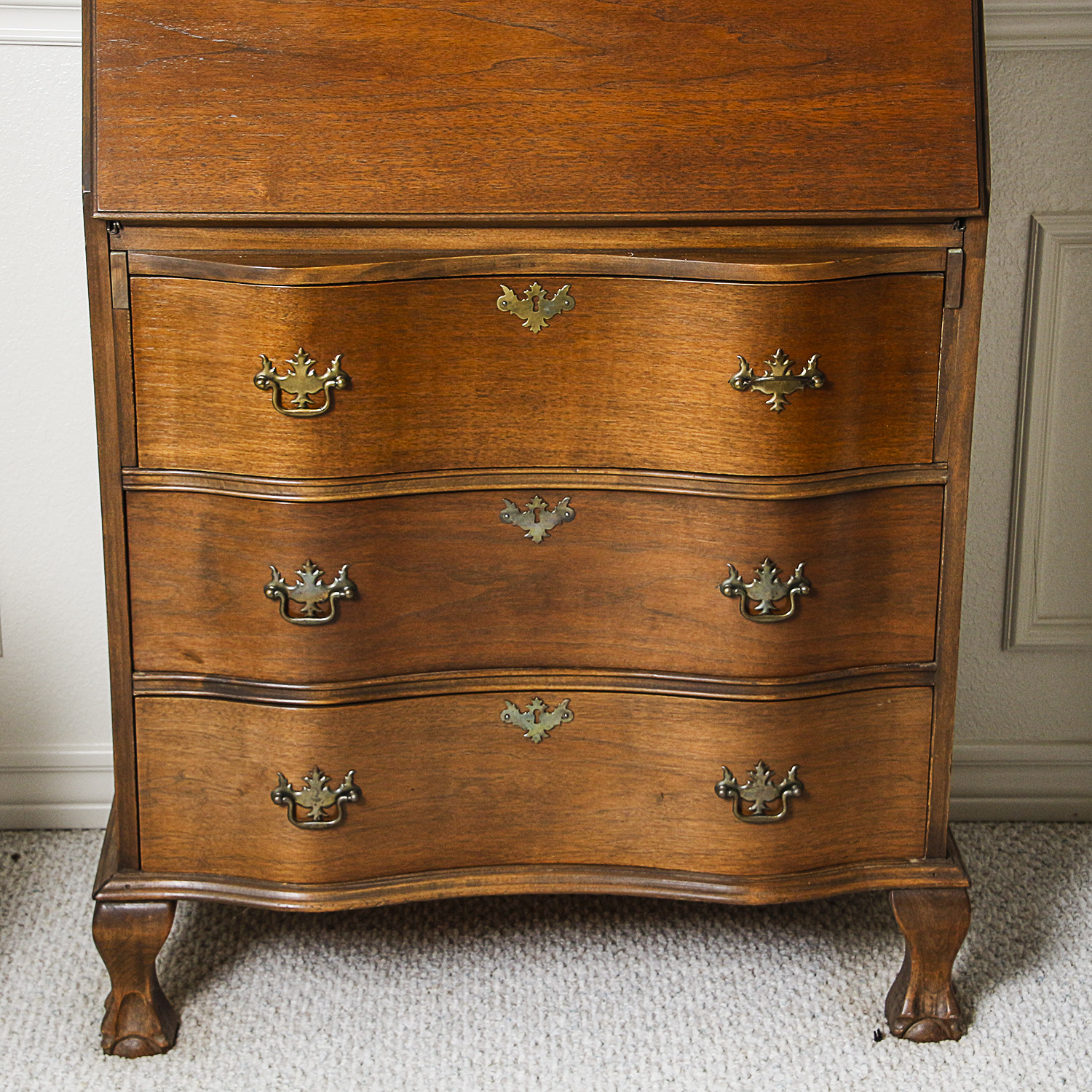Vintage Chippendale Style Mahogany Secretary