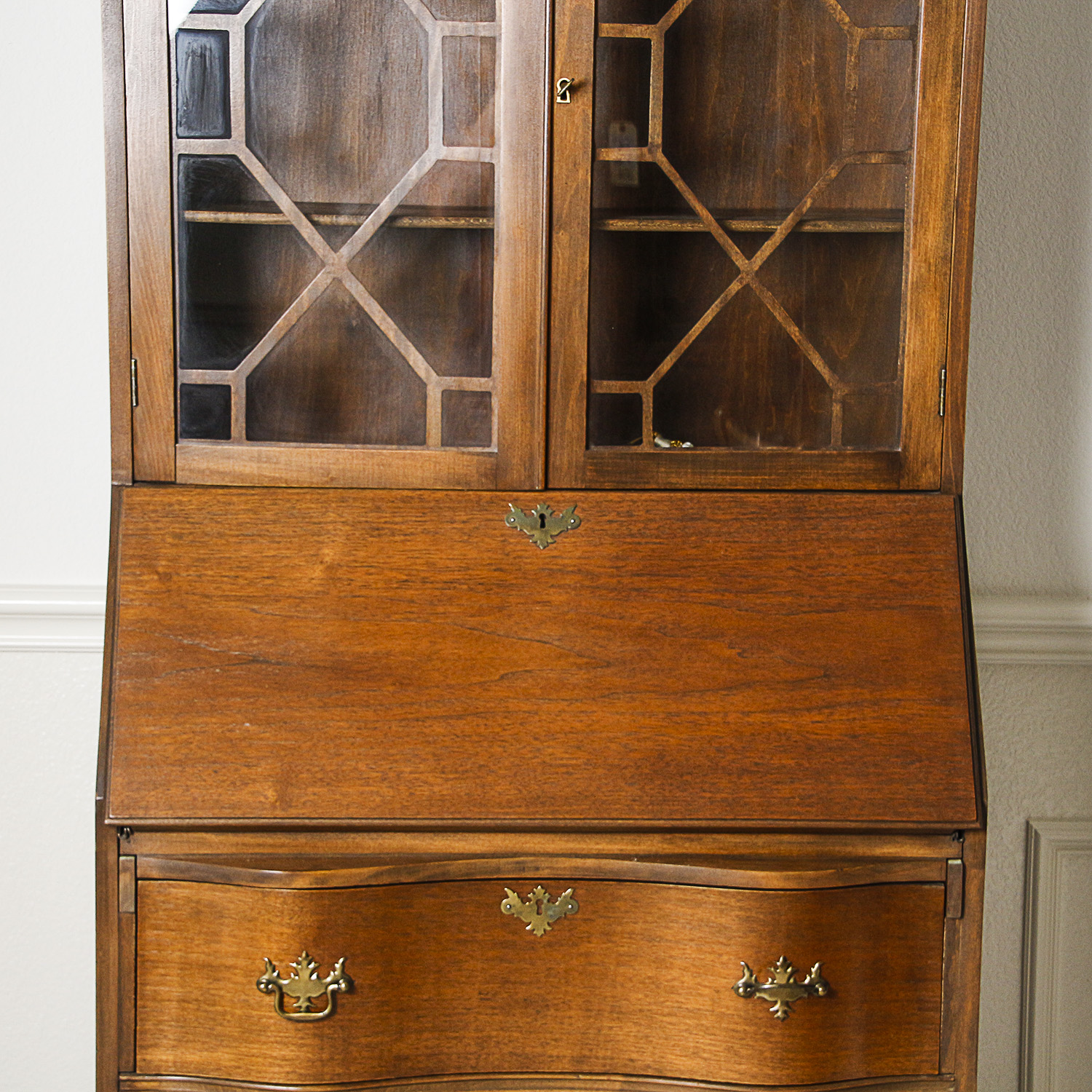 Vintage Chippendale Style Mahogany Secretary