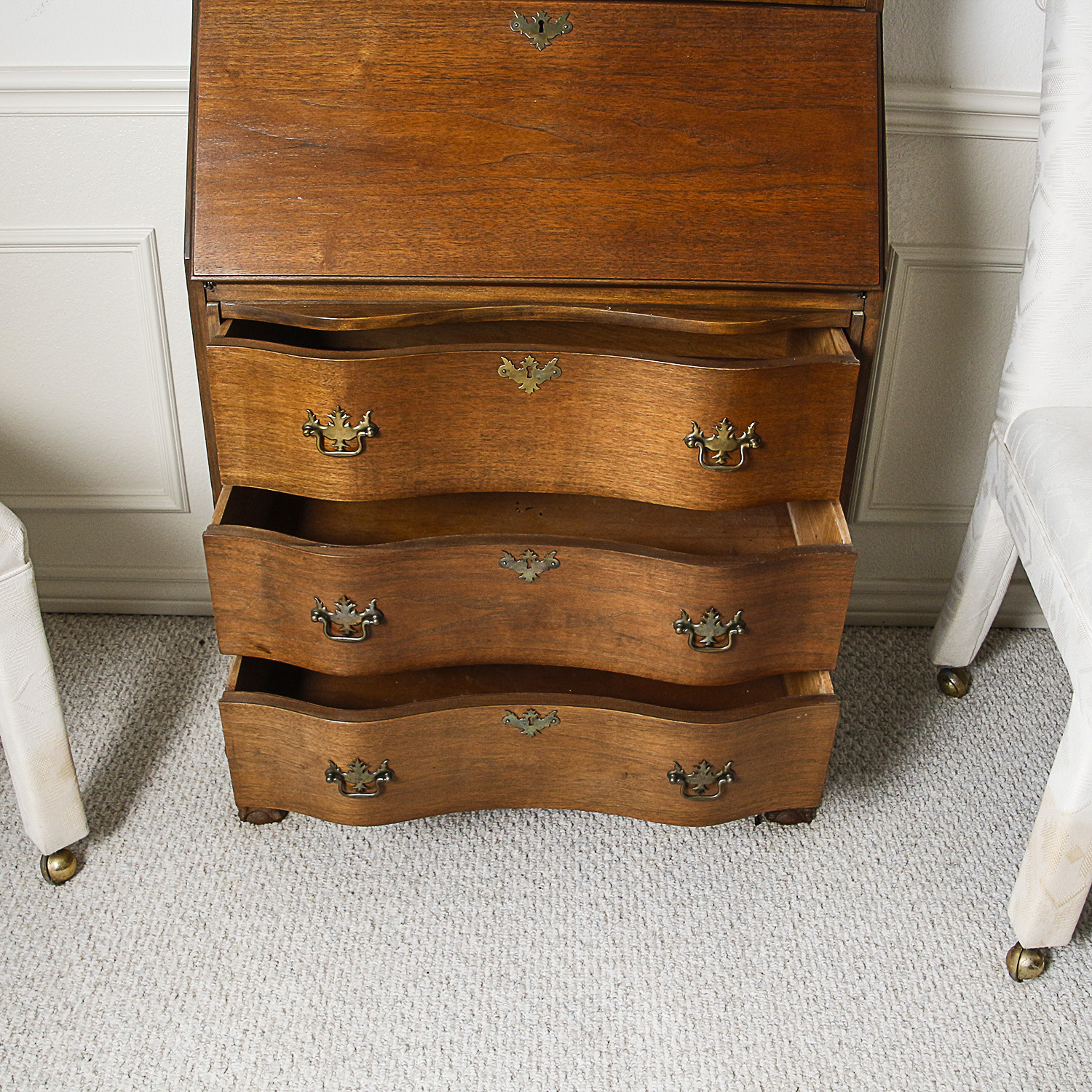 Vintage Chippendale Style Mahogany Secretary