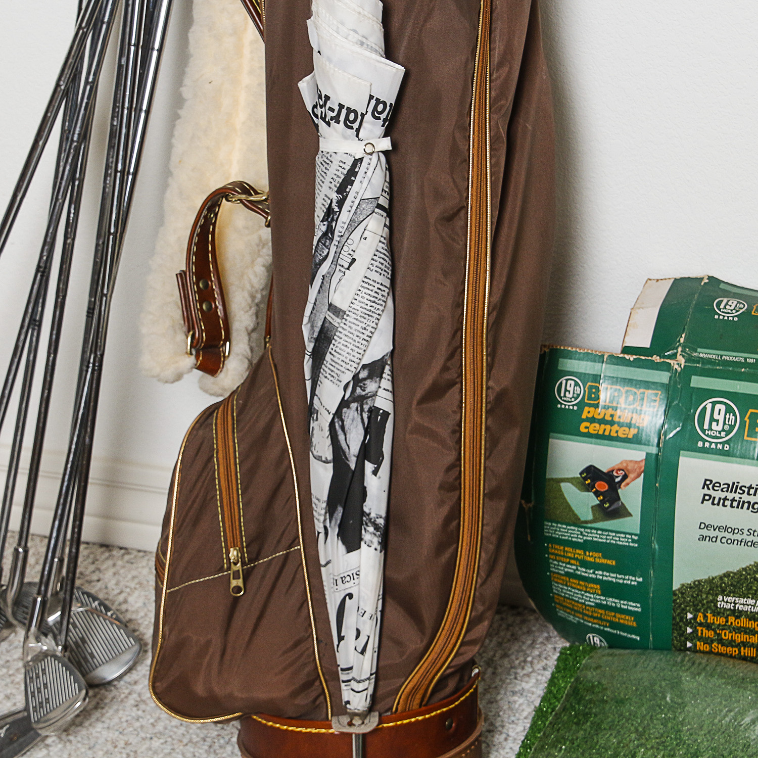 Golf Clubs, Bag and Birdie Putting Center