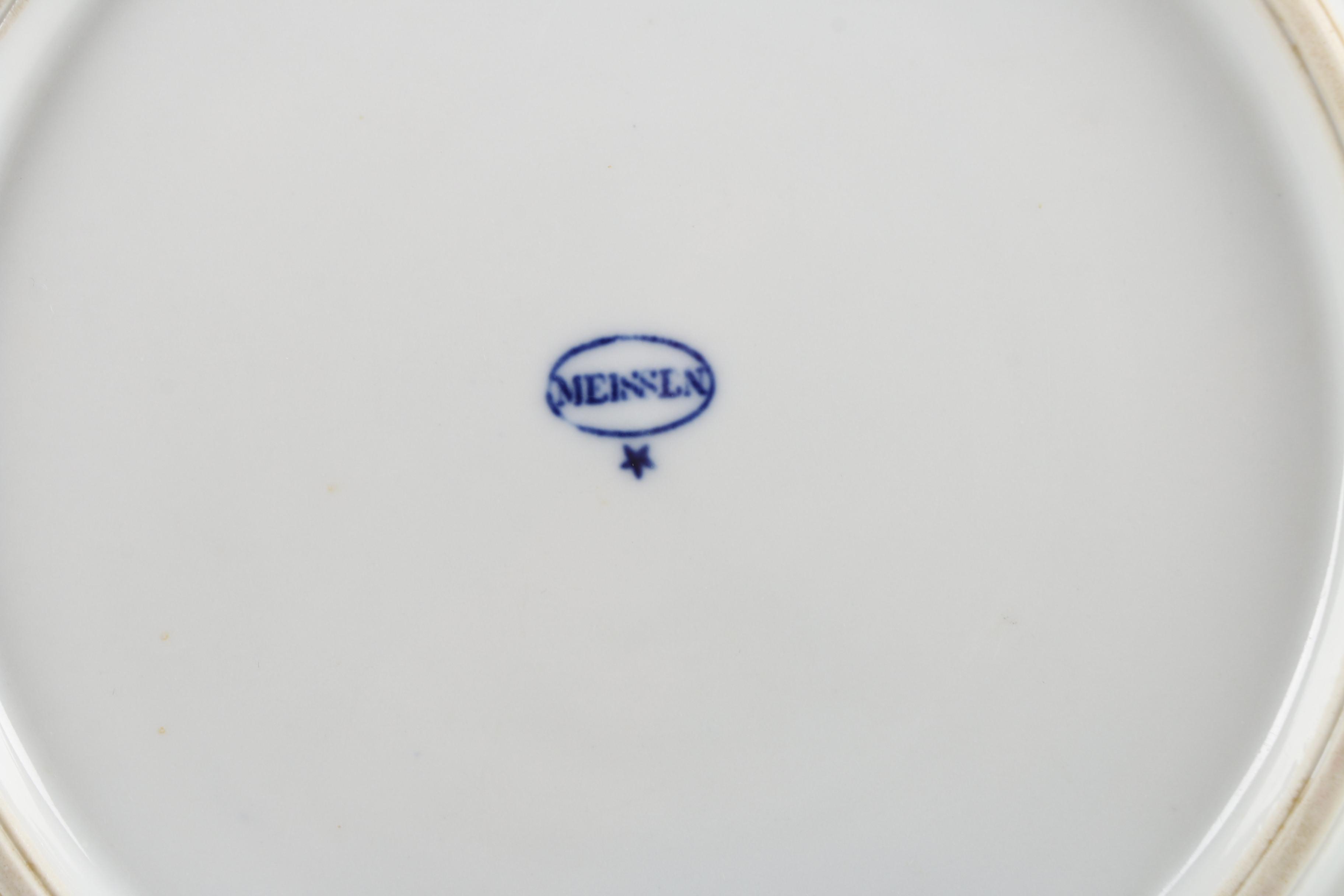 English "Meissen" and Carl Teichert Blue Onion Plates with Food Warmer