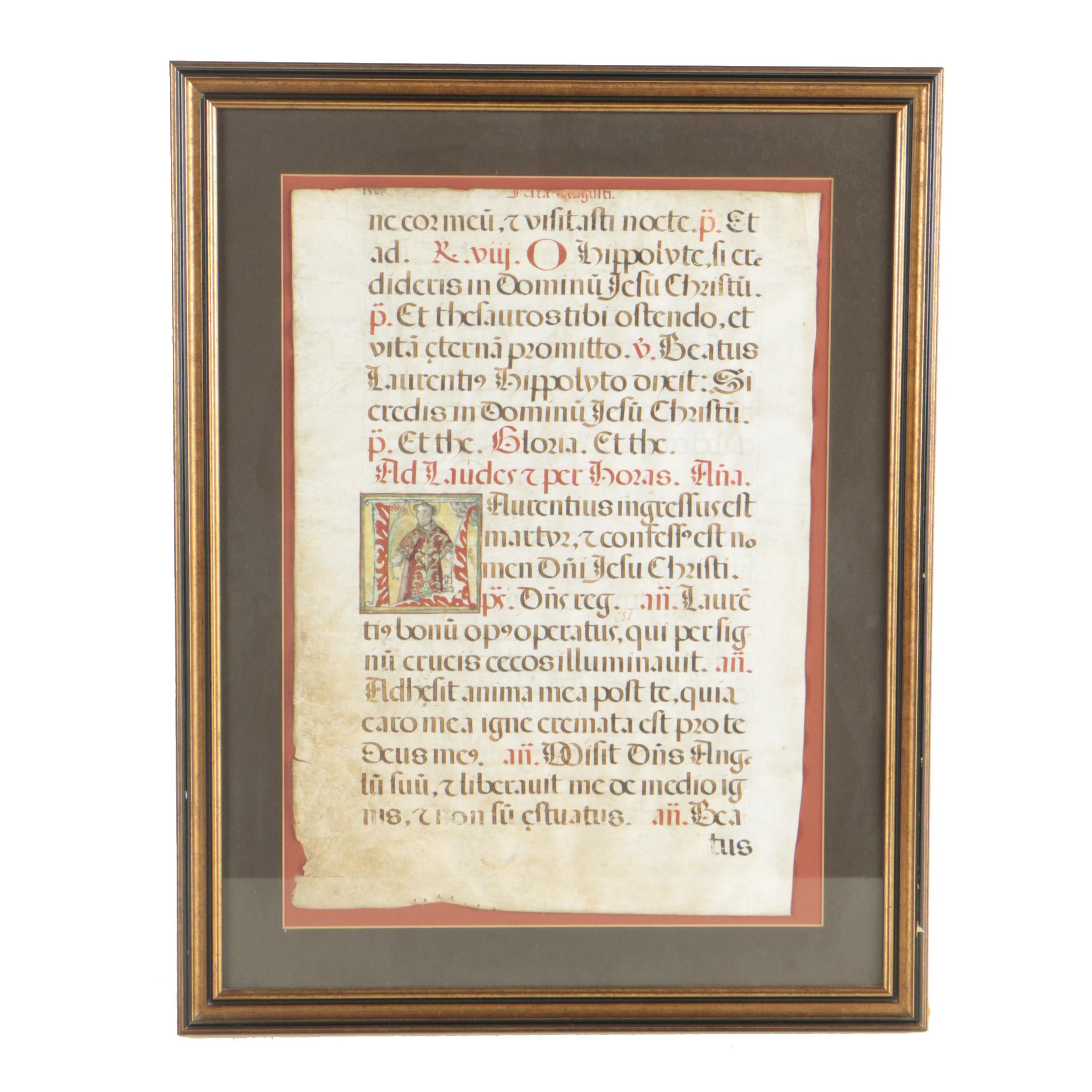 Early 20th Century Illuminated Manuscript Folio Page